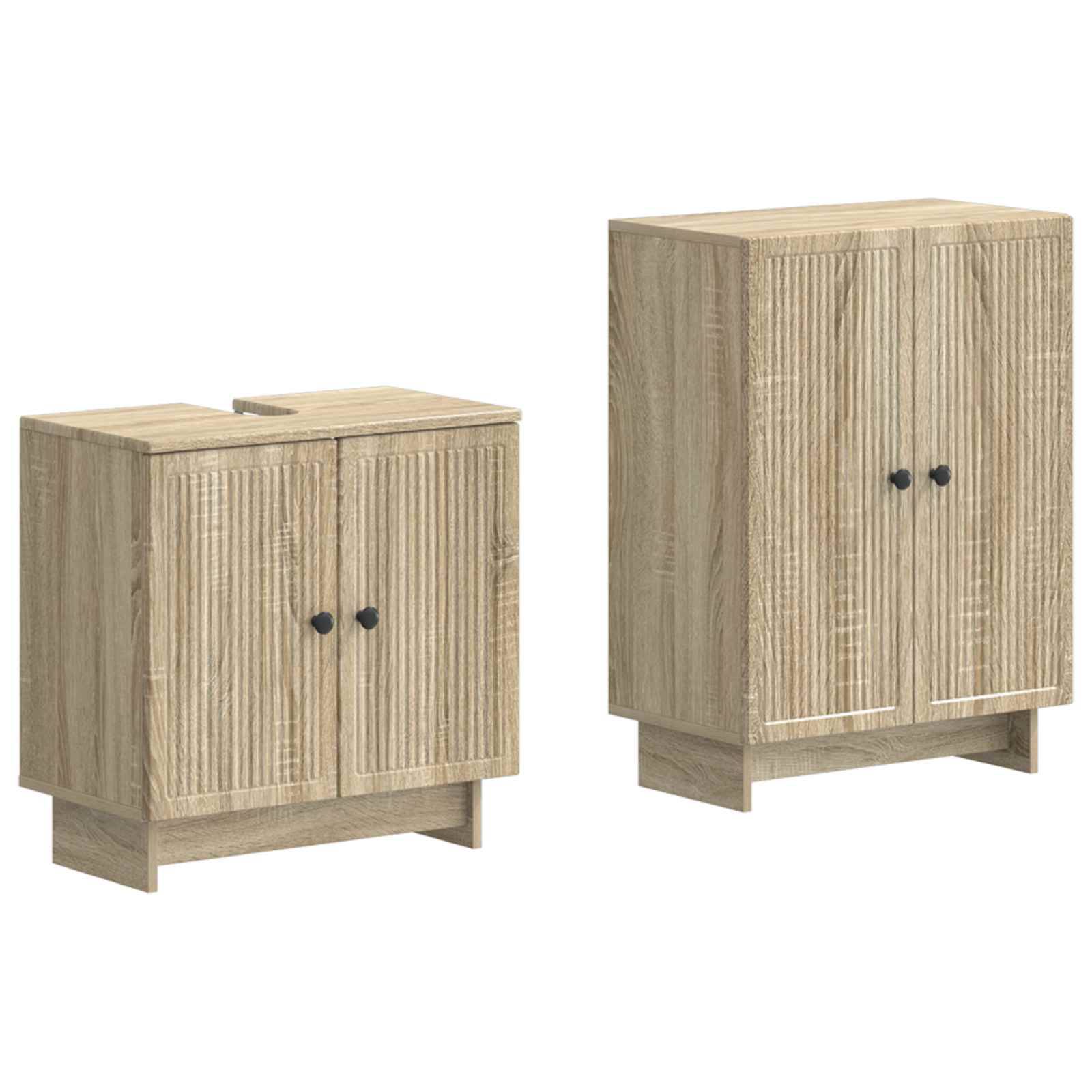 vidaXL 2-teiliges Badezimmer Schrank Set EDE Sonoma-Eiche