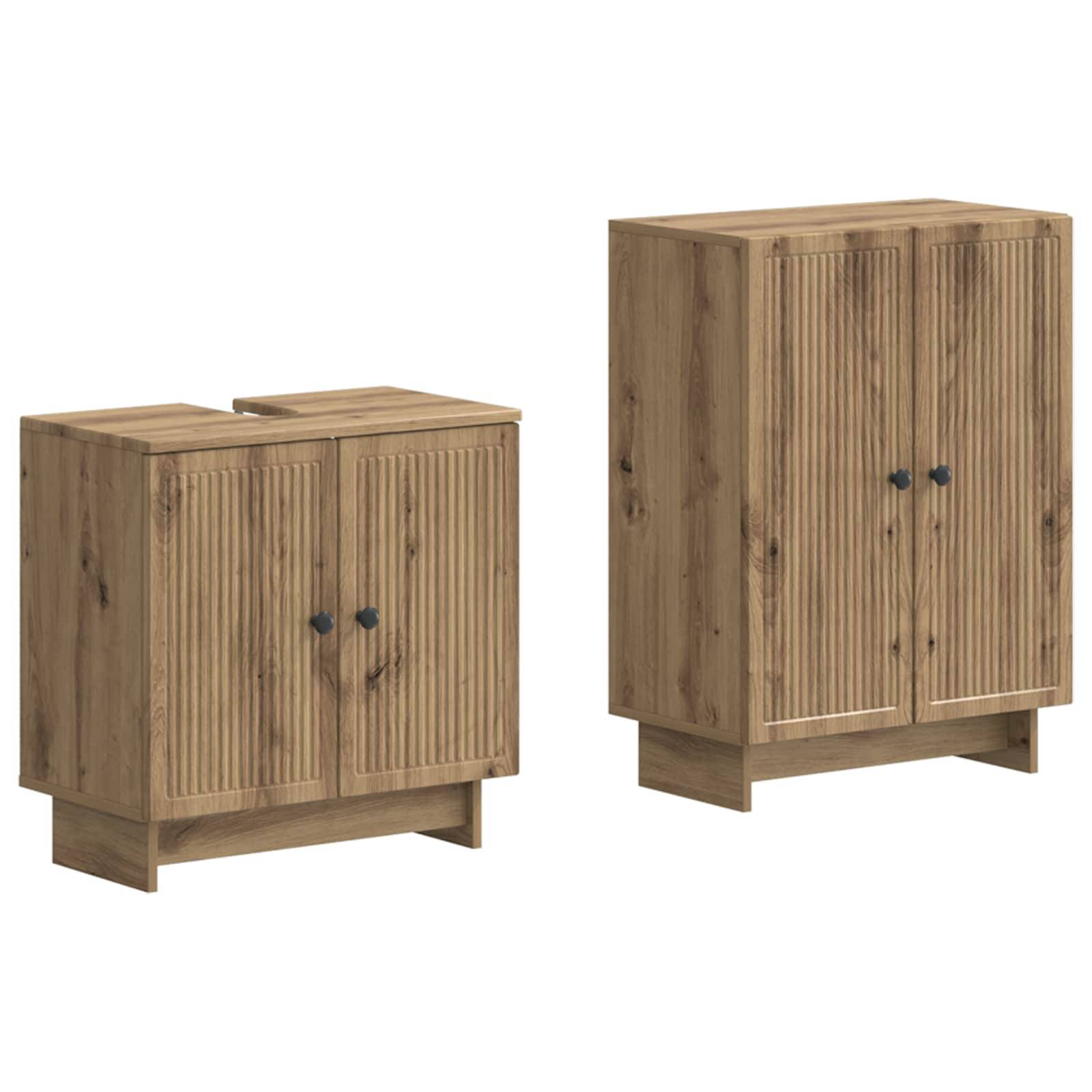 vidaXL 2-teiliges Badezimmer Schrank Set EDE Artisan-Eiche