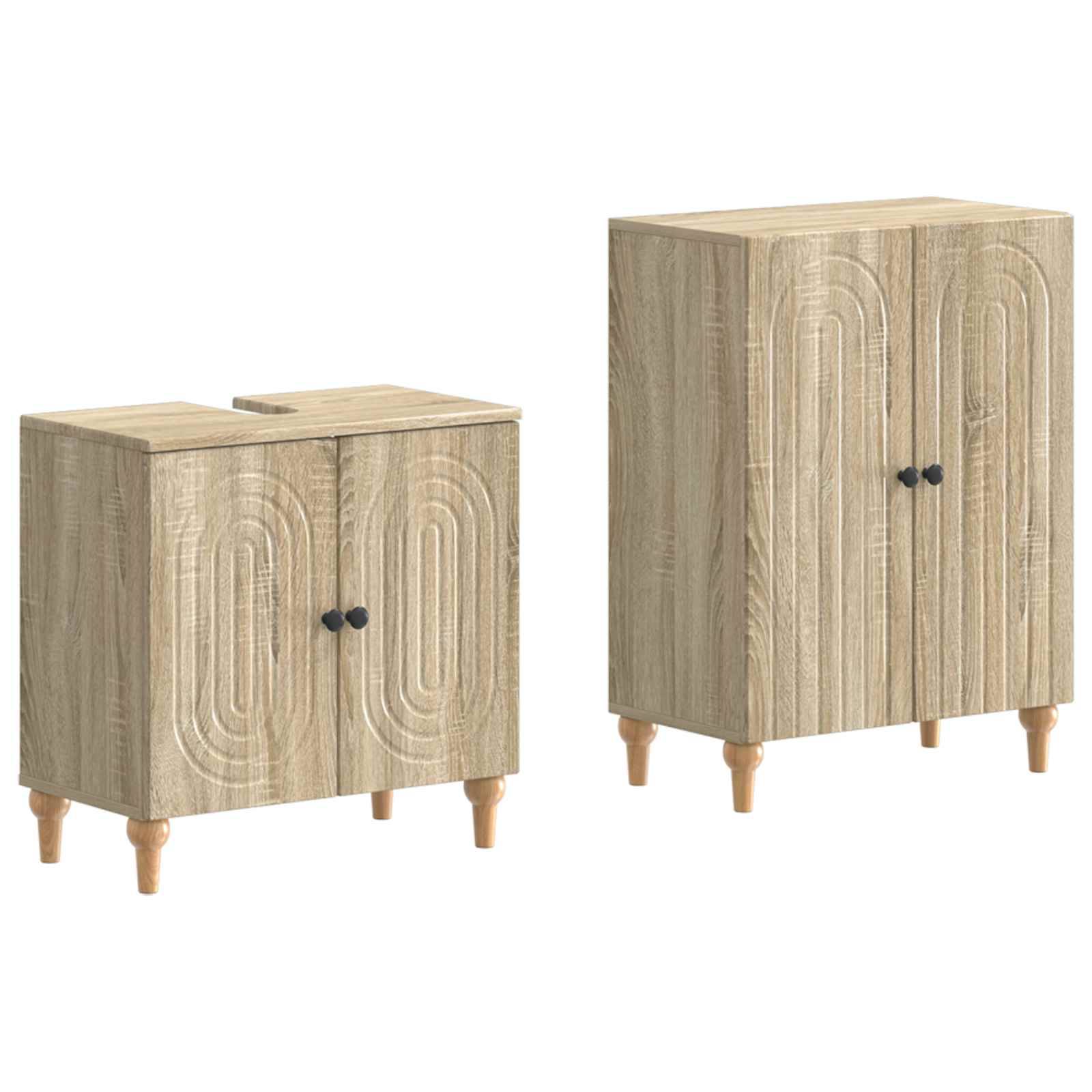vidaXL 2-teiliges Badezimmer Schrank Set ALKMAAR Sonoma-Eiche
