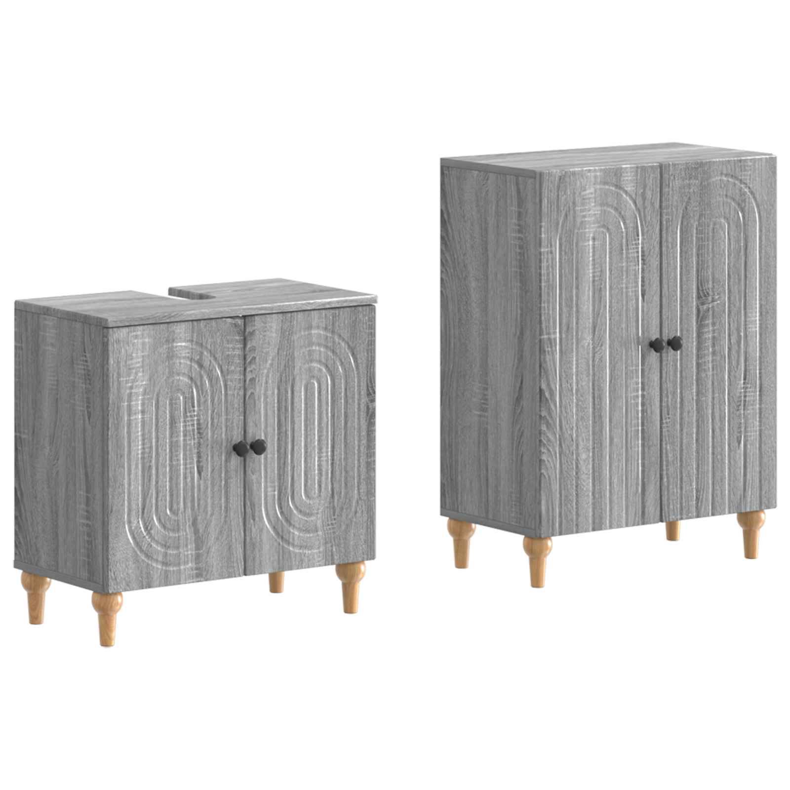 vidaXL 2-teiliges Badezimmer Schrank Set ALKMAAR Sonoma-Grau