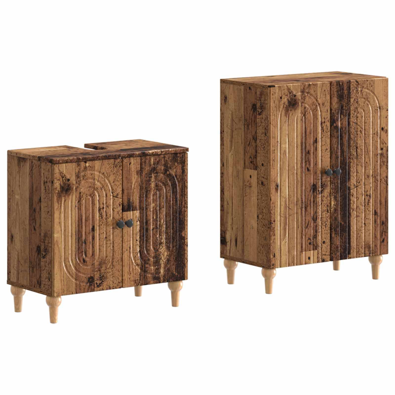 vidaXL 2-teiliges Badezimmer Schrank Set ALKMAAR Altholz Holzwerkstoff