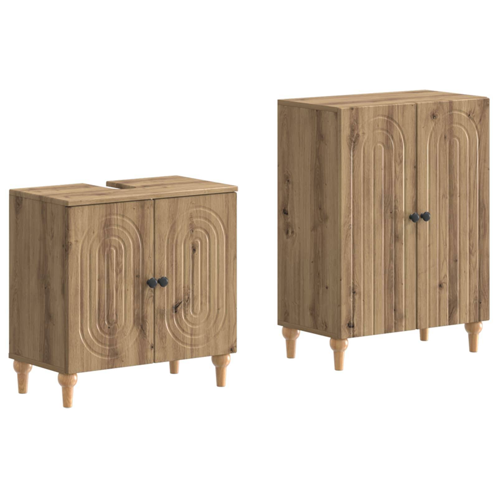 vidaXL 2-teiliges Badezimmer Schrank Set ALKMAAR Artisan-Eiche
