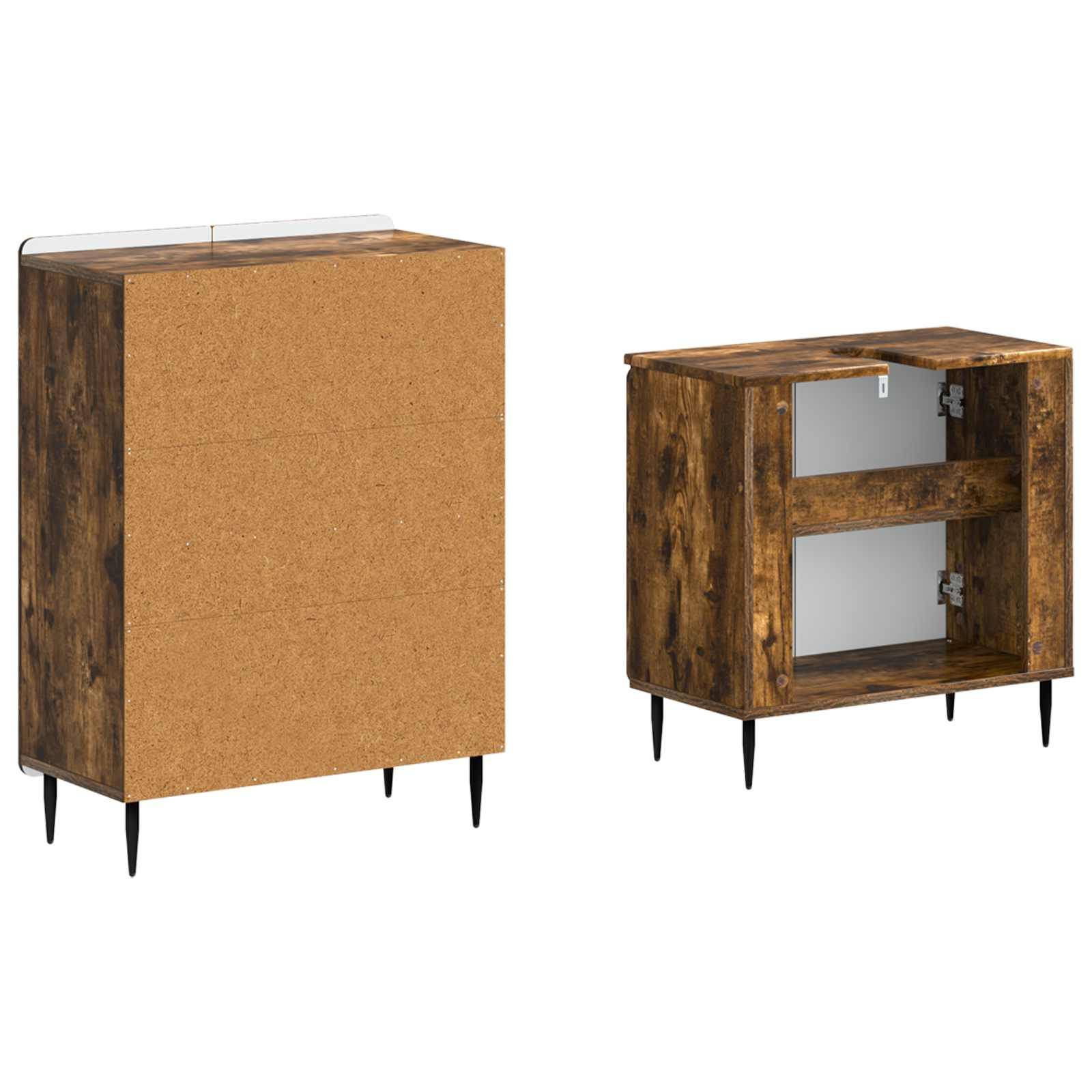 vidaXL 2-teiliges Badezimmer Schrank Set ZWOLLE Raucheiche