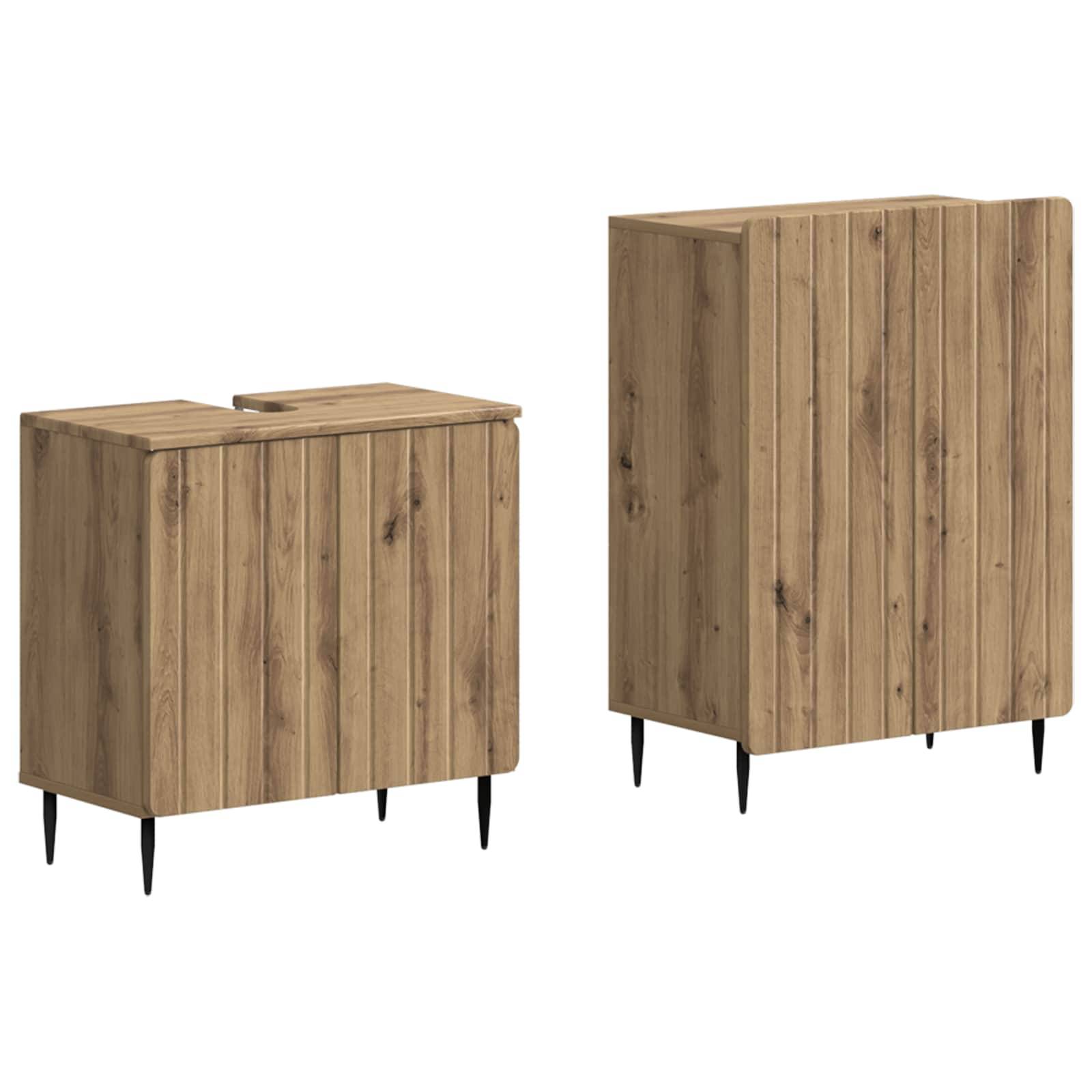 vidaXL 2-teiliges Badezimmer Schrank Set ZWOLLE Artisan-Eiche