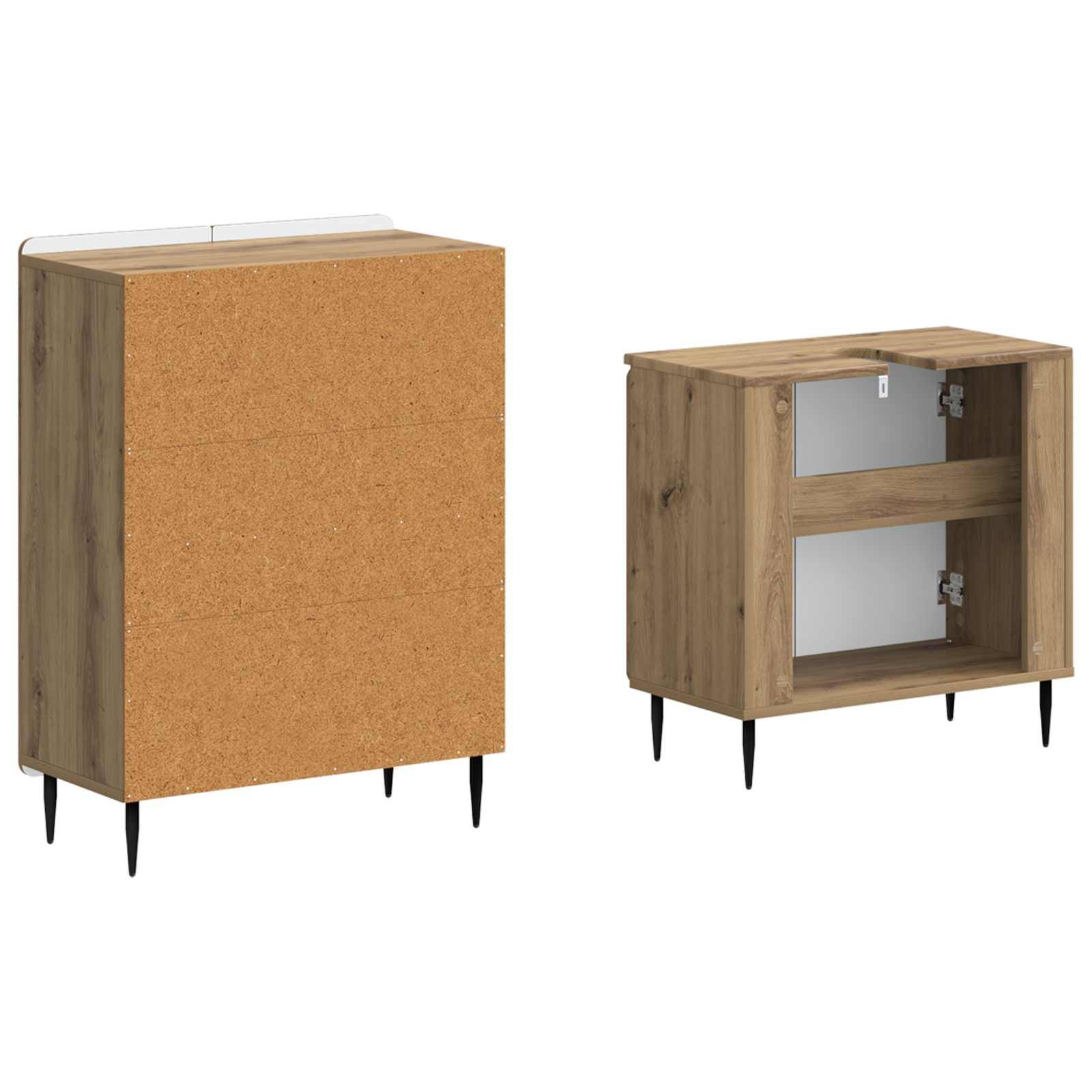 vidaXL 2-teiliges Badezimmer Schrank Set ZWOLLE Artisan-Eiche