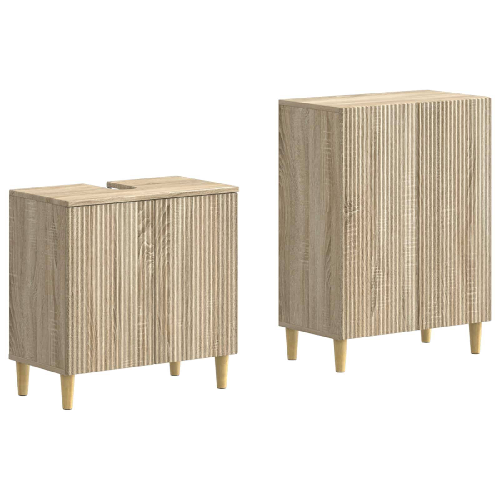 vidaXL 2-teiliges Badezimmer Schrank Set ARNHEM Sonoma-Eiche