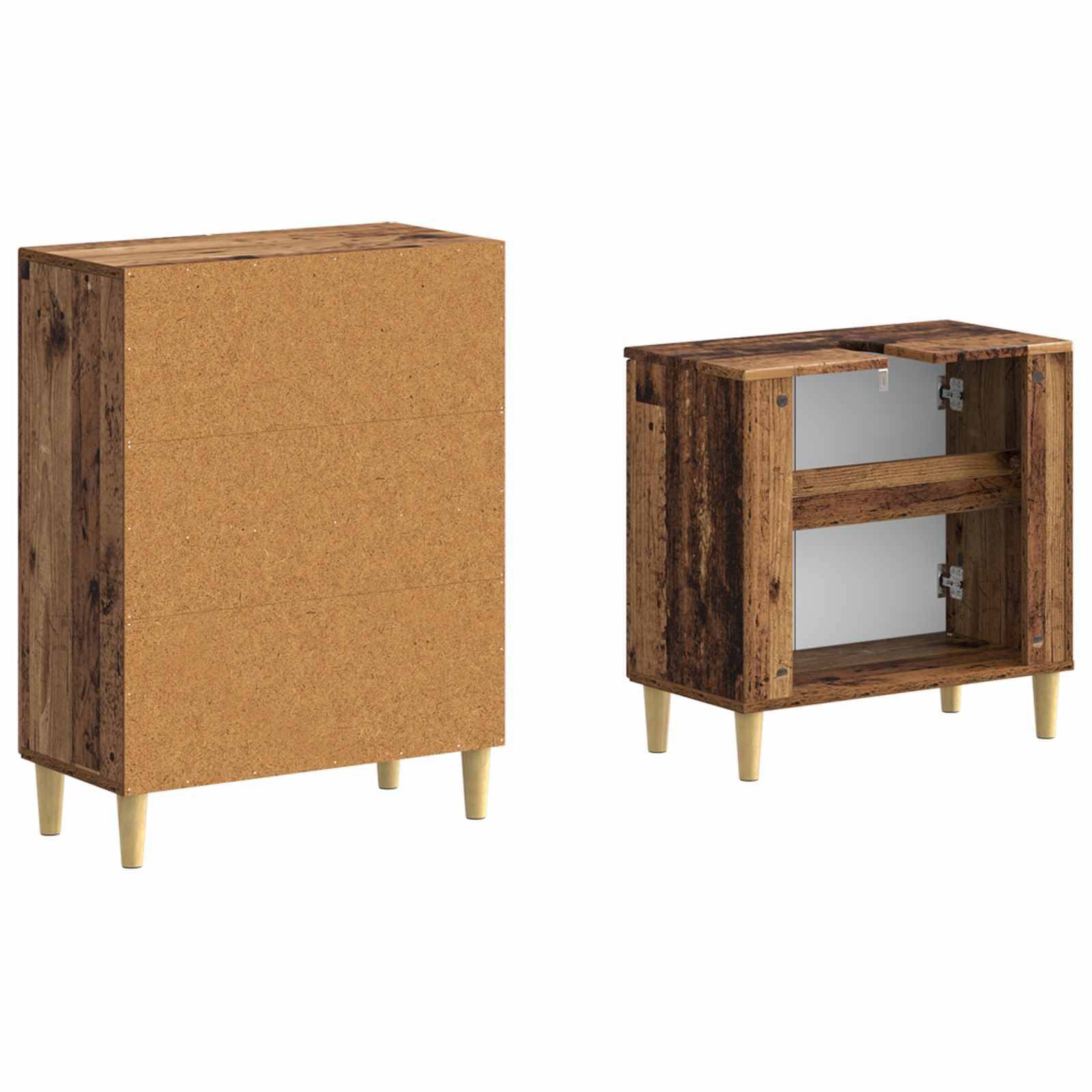 vidaXL 2-teiliges Badezimmer Schrank Set ARNHEM Altholz Holzwerkstoff