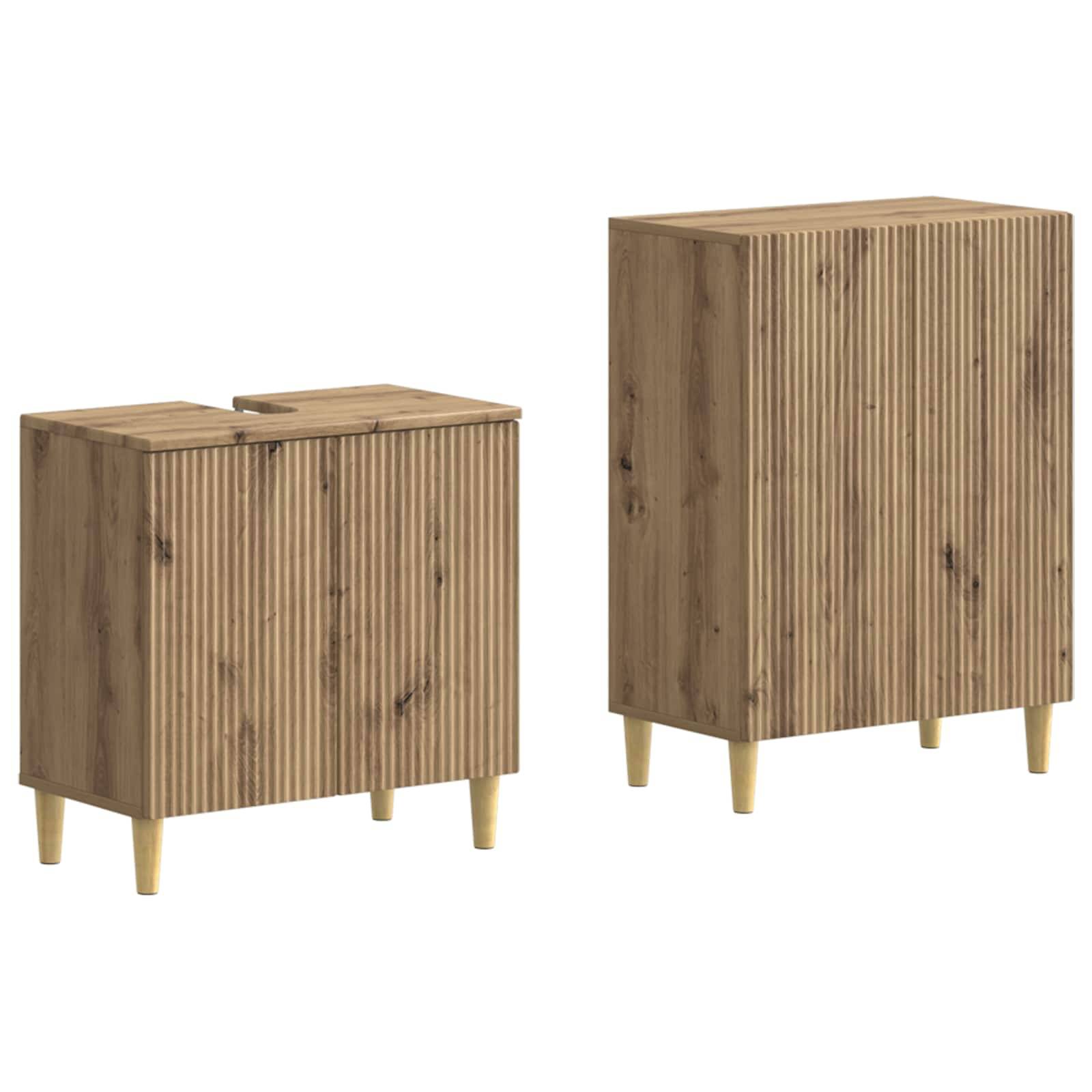 vidaXL 2-teiliges Badezimmer Schrank Set ARNHEM Artisan-Eiche