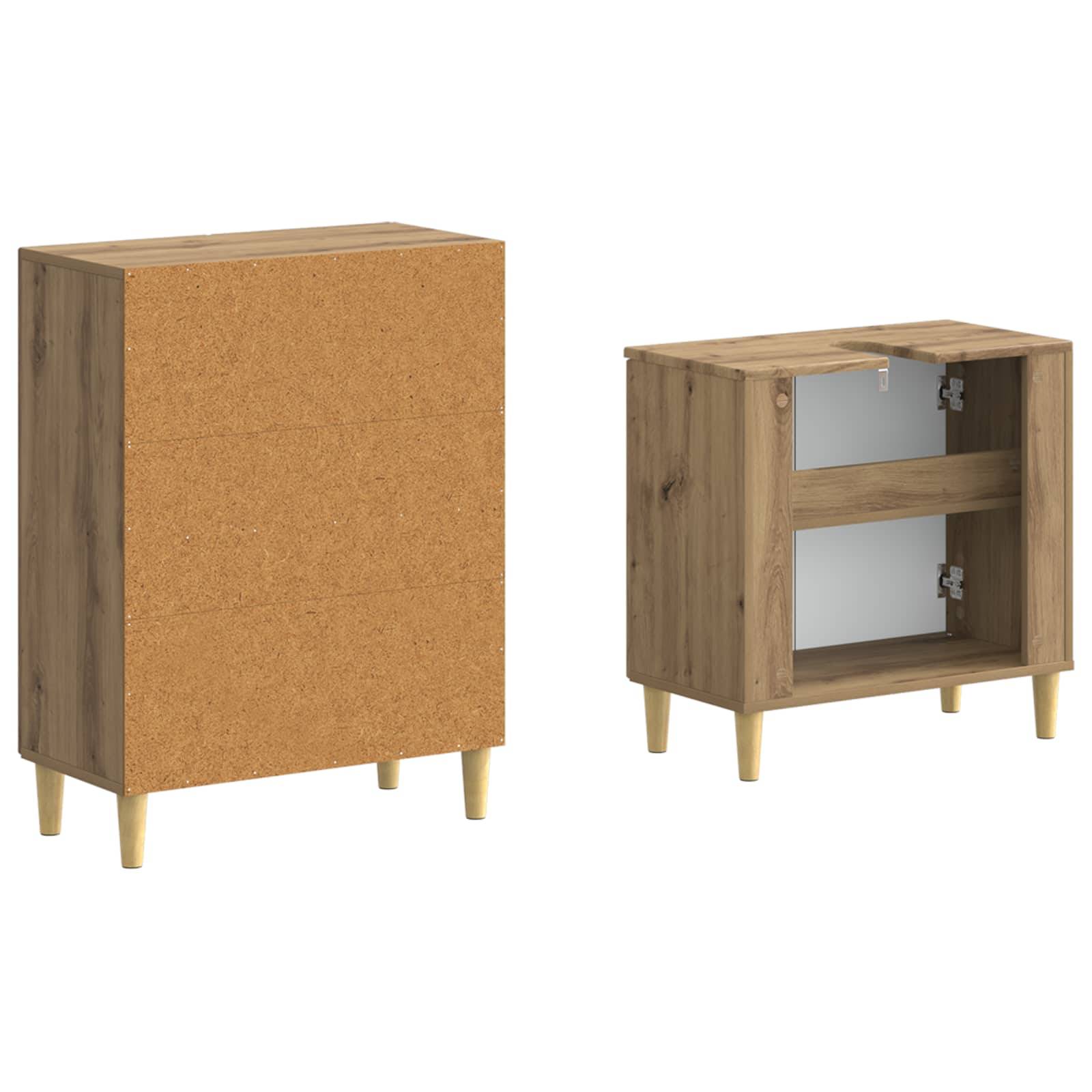 vidaXL 2-teiliges Badezimmer Schrank Set ARNHEM Artisan-Eiche
