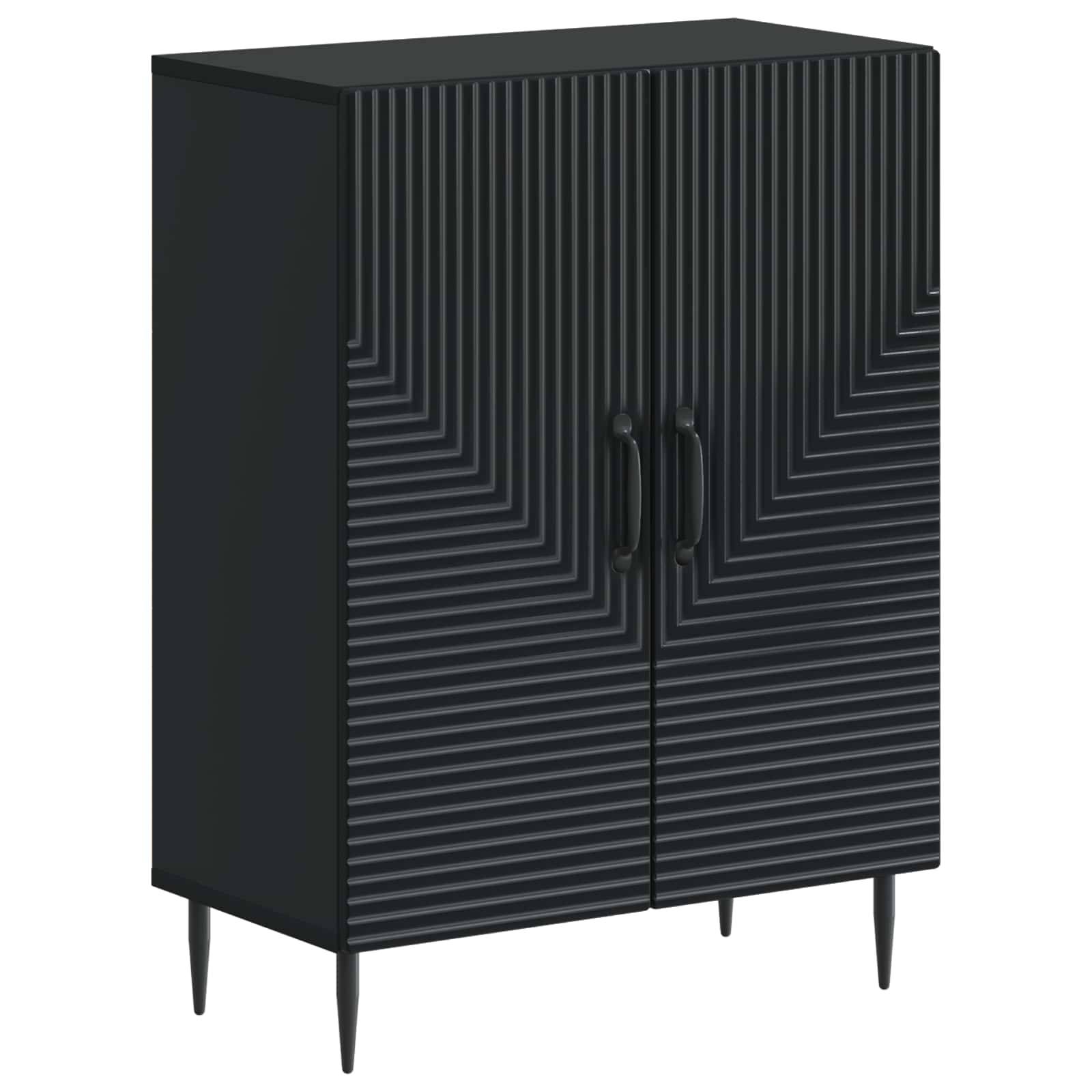 vidaXL 2-teiliges Badezimmer Schrank Set HAARLEM Schwarz Holzwerkstoff