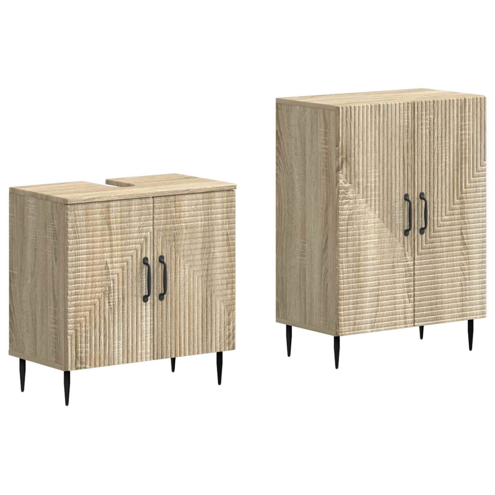 vidaXL 2-teiliges Badezimmer Schrank Set HAARLEM Sonoma-Eiche
