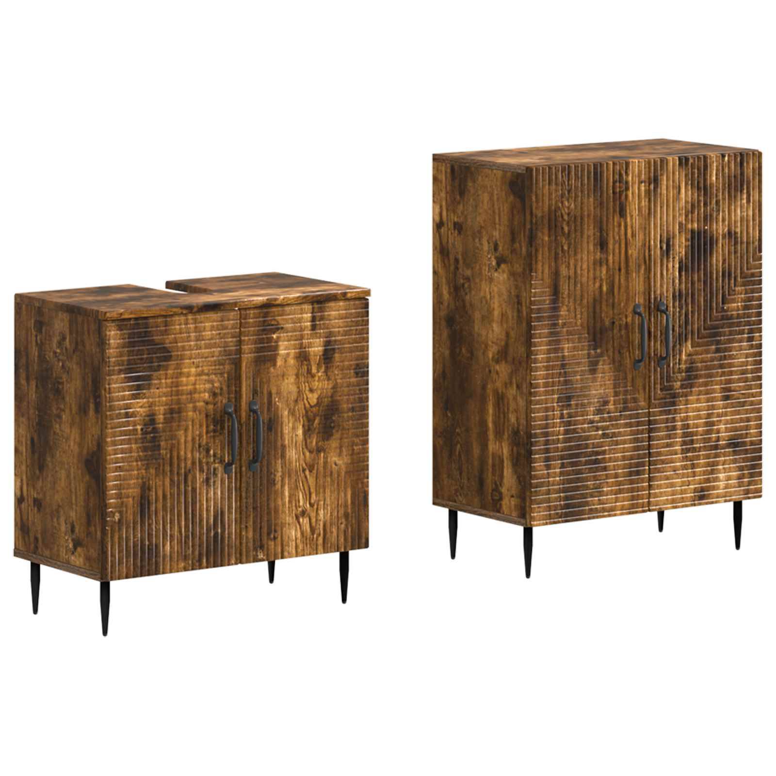 vidaXL 2-teiliges Badezimmer Schrank Set HAARLEM Raucheiche
