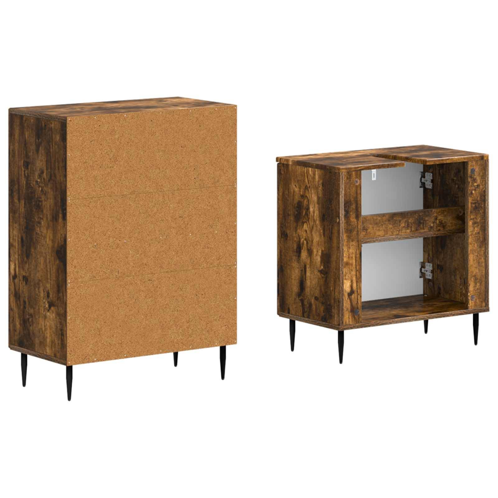 vidaXL 2-teiliges Badezimmer Schrank Set HAARLEM Raucheiche