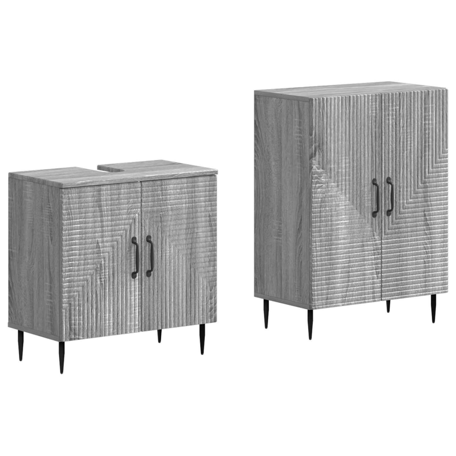 vidaXL 2-teiliges Badezimmer Schrank Set HAARLEM Sonoma-Grau