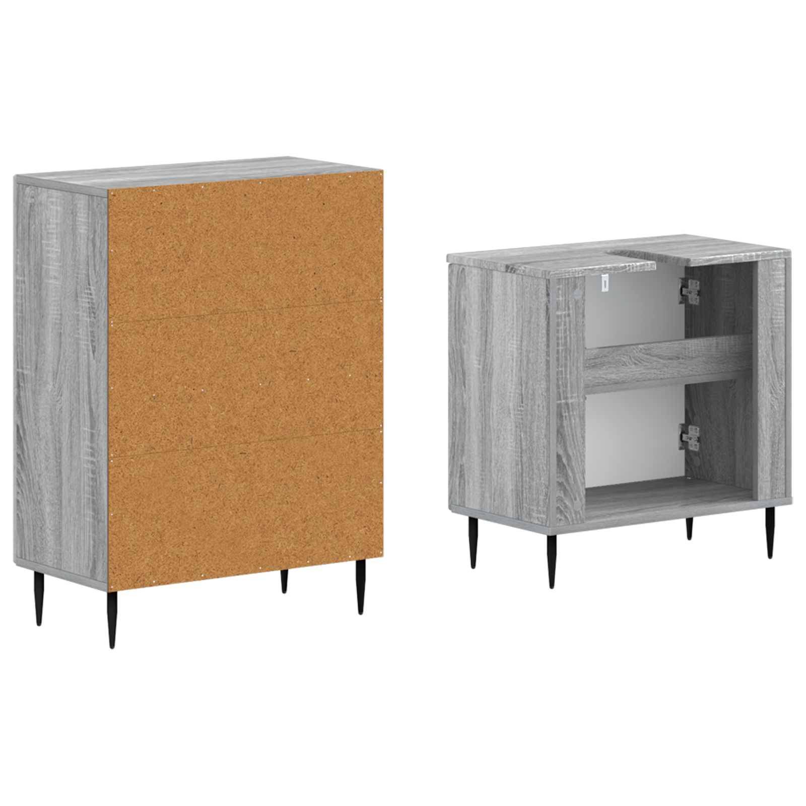 vidaXL 2-teiliges Badezimmer Schrank Set HAARLEM Sonoma-Grau