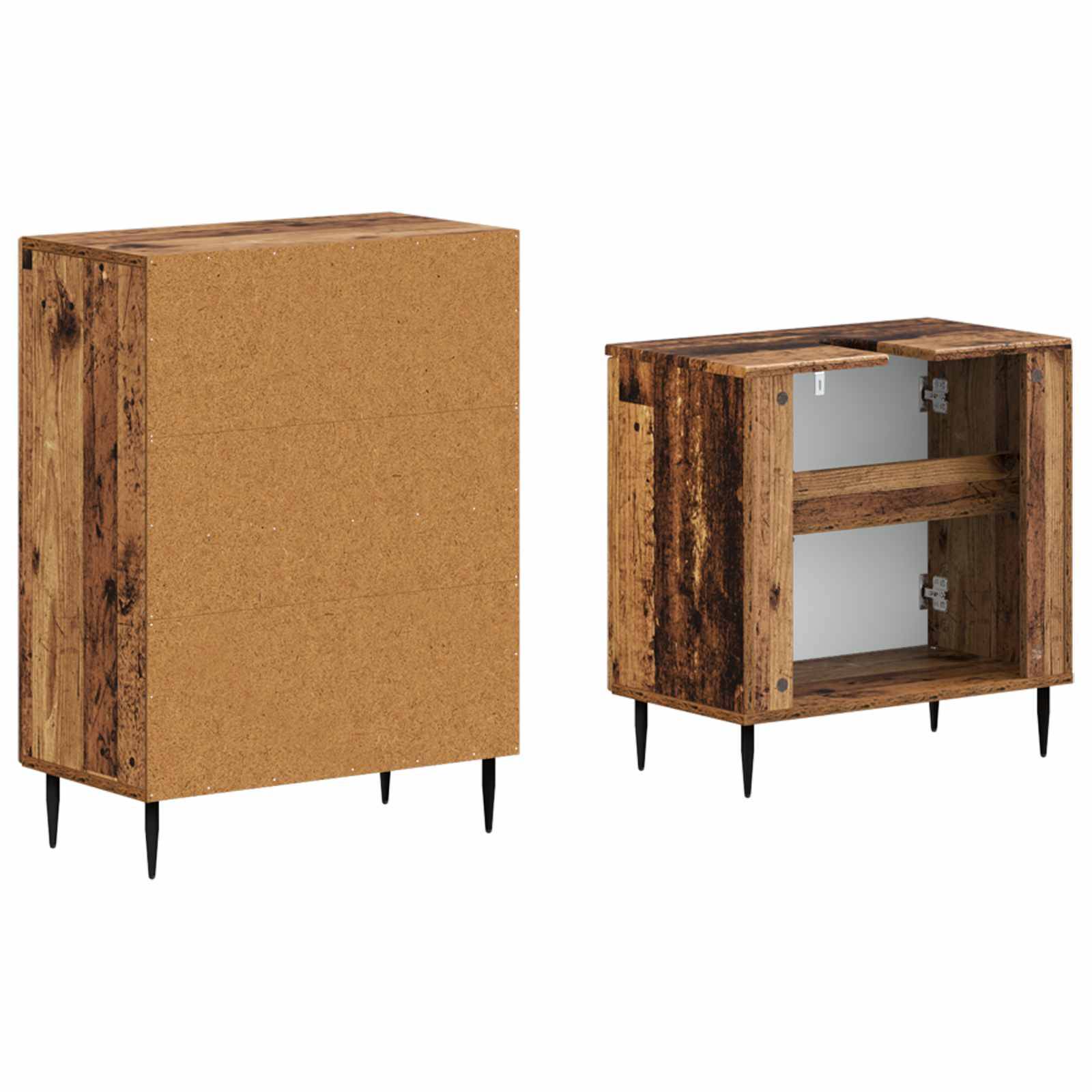 vidaXL 2-teiliges Badezimmer Schrank Set HAARLEM Altholz Holzwerkstoff