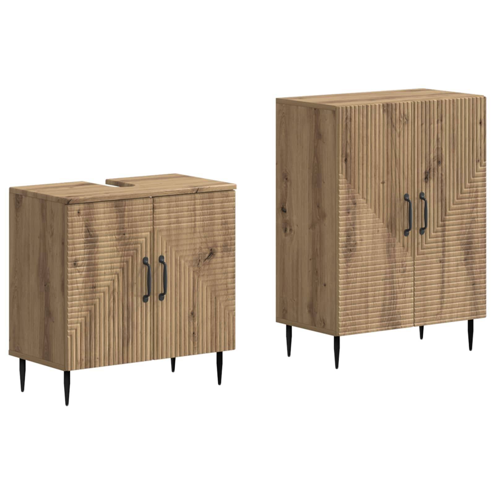 vidaXL 2-teiliges Badezimmer Schrank Set HAARLEM Artisan-Eiche