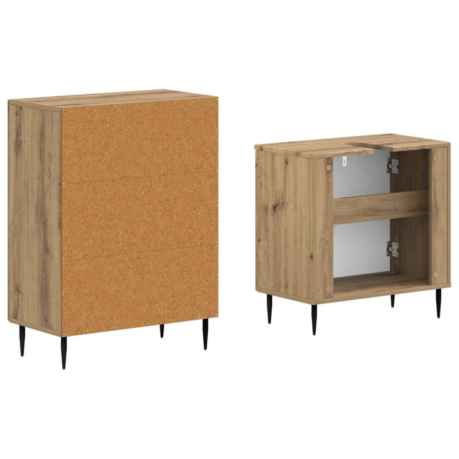 vidaXL 2-teiliges Badezimmer Schrank Set HAARLEM Artisan-Eiche
