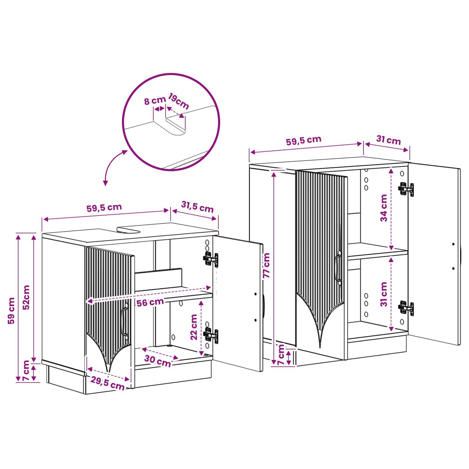 vidaXL 2-teiliges Badezimmer Schrank Set HOORN Schwarz Holzwerkstoff