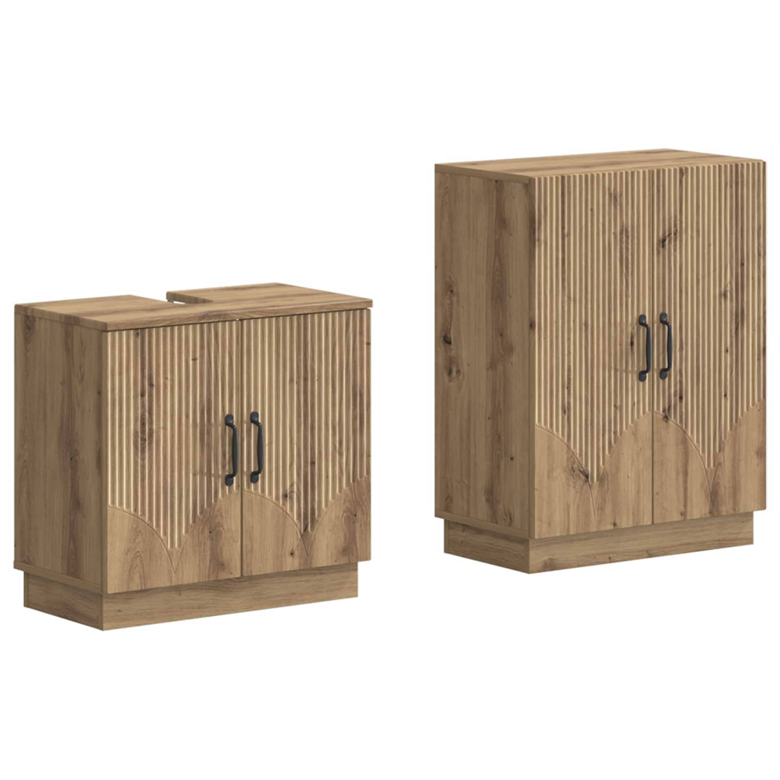 vidaXL 2-teiliges Badezimmer Schrank Set HOORN Artisan-Eiche