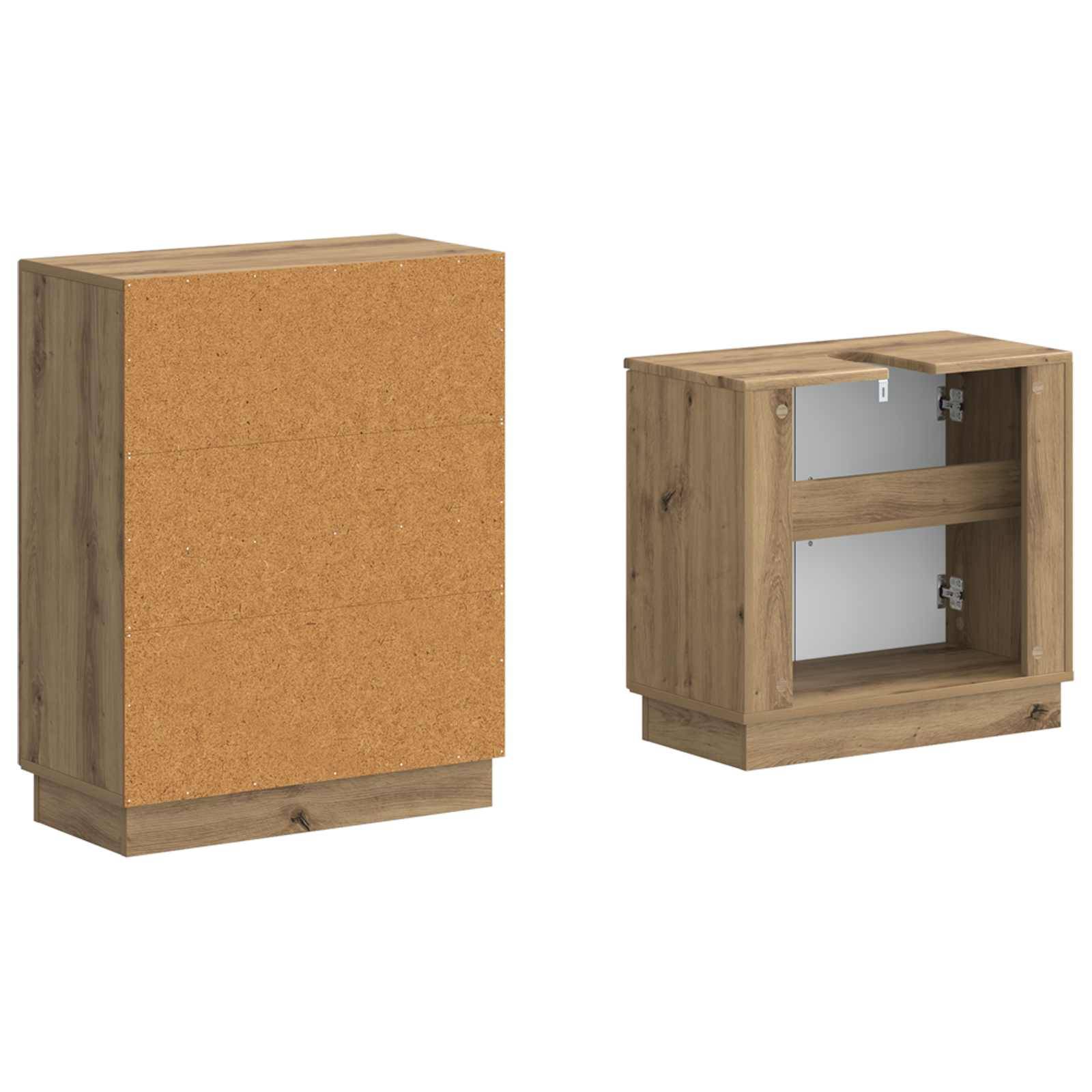 vidaXL 2-teiliges Badezimmer Schrank Set HOORN Artisan-Eiche