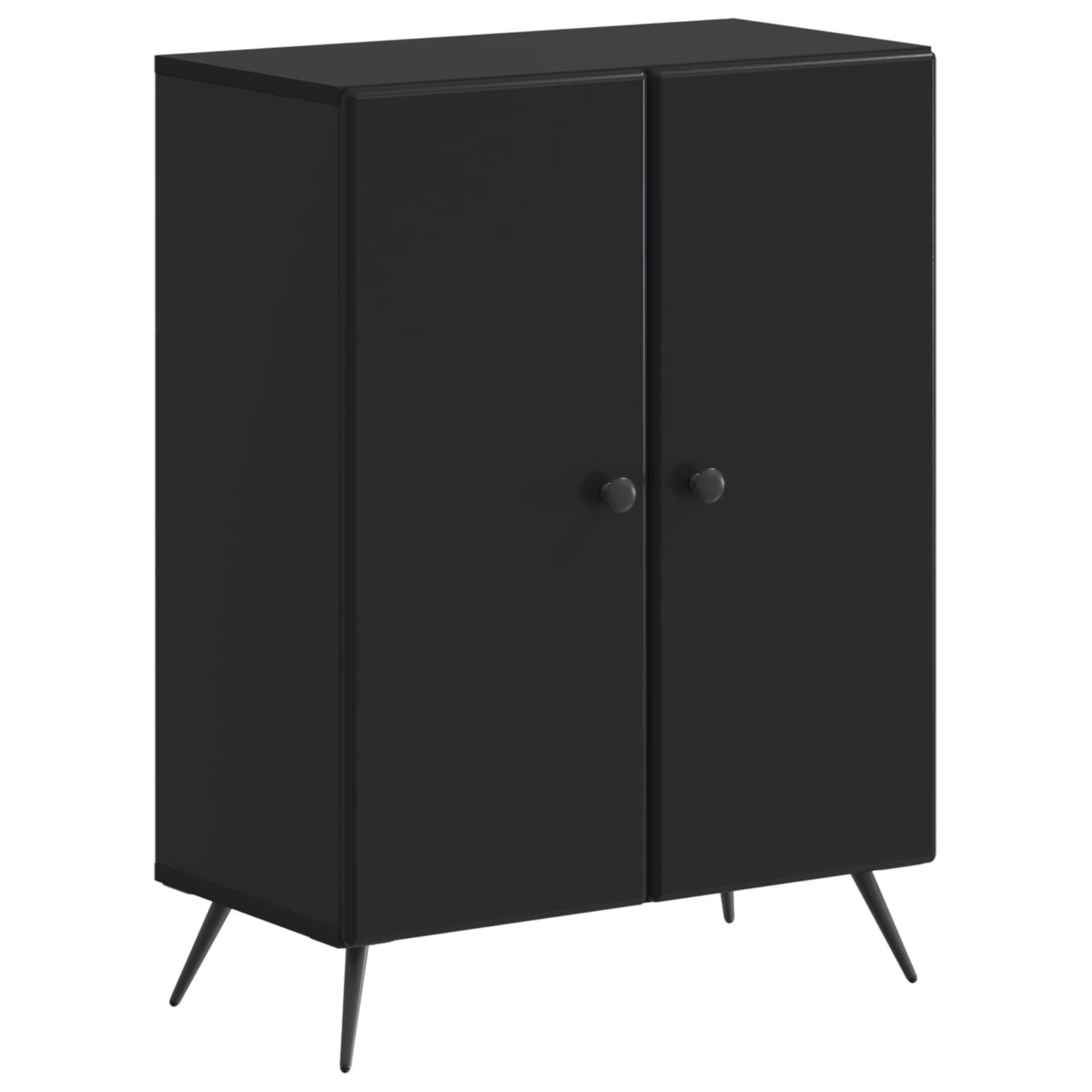 vidaXL 2-teiliges Badezimmer Schrank Set BREDA Schwarz Holzwerkstoff