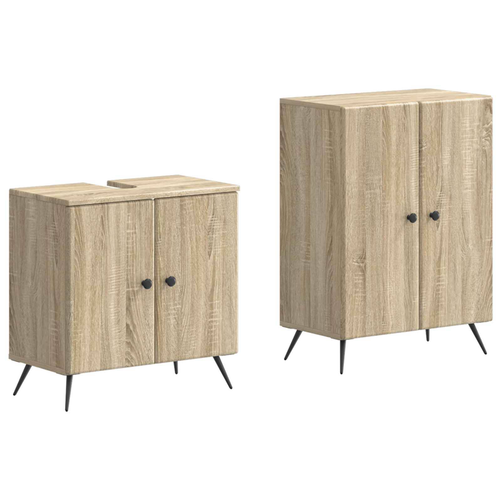 vidaXL 2-teiliges Badezimmer Schrank Set BREDA Sonoma-Eiche