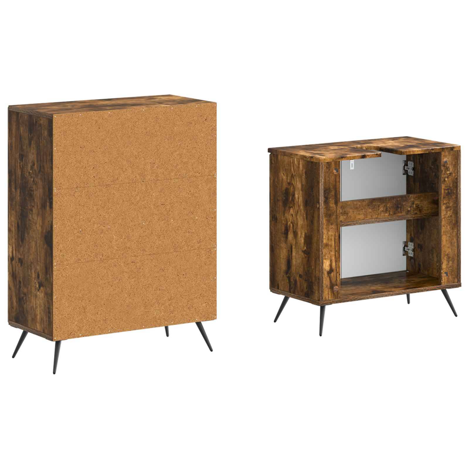 vidaXL 2-teiliges Badezimmer Schrank Set BREDA Raucheiche