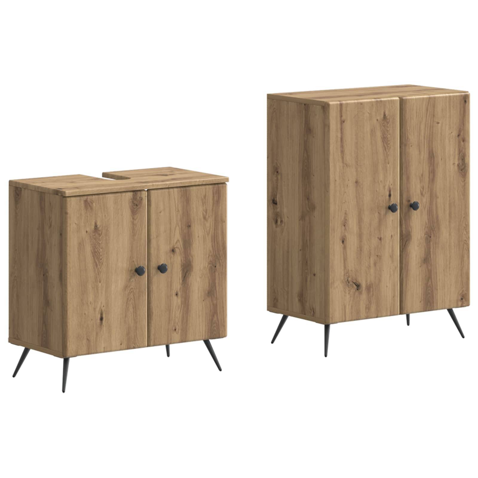 vidaXL 2-teiliges Badezimmer Schrank Set BREDA Artisan-Eiche