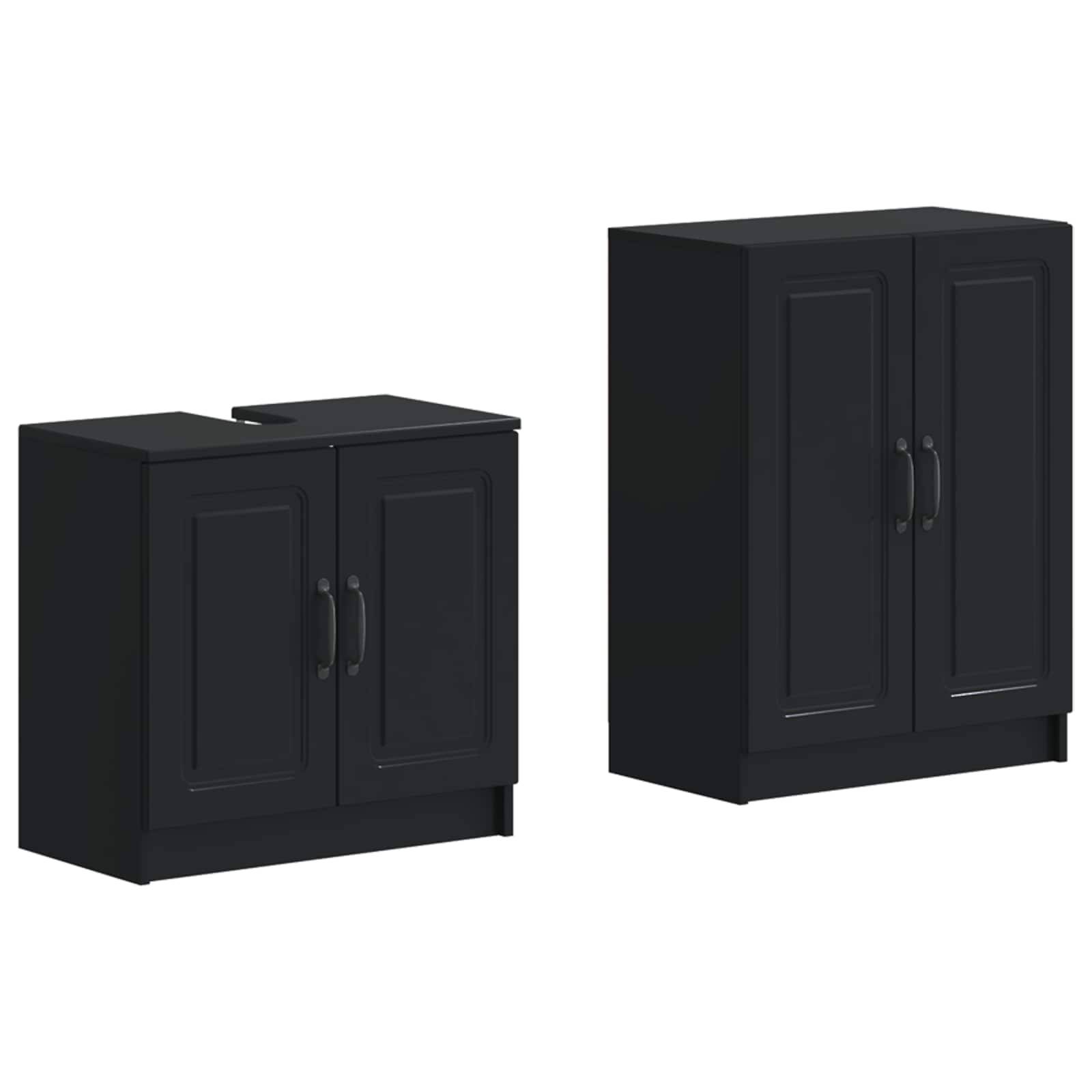 vidaXL 2-teiliges Badezimmer Schrank Set UTRECHT Schwarz Holzwerkstoff