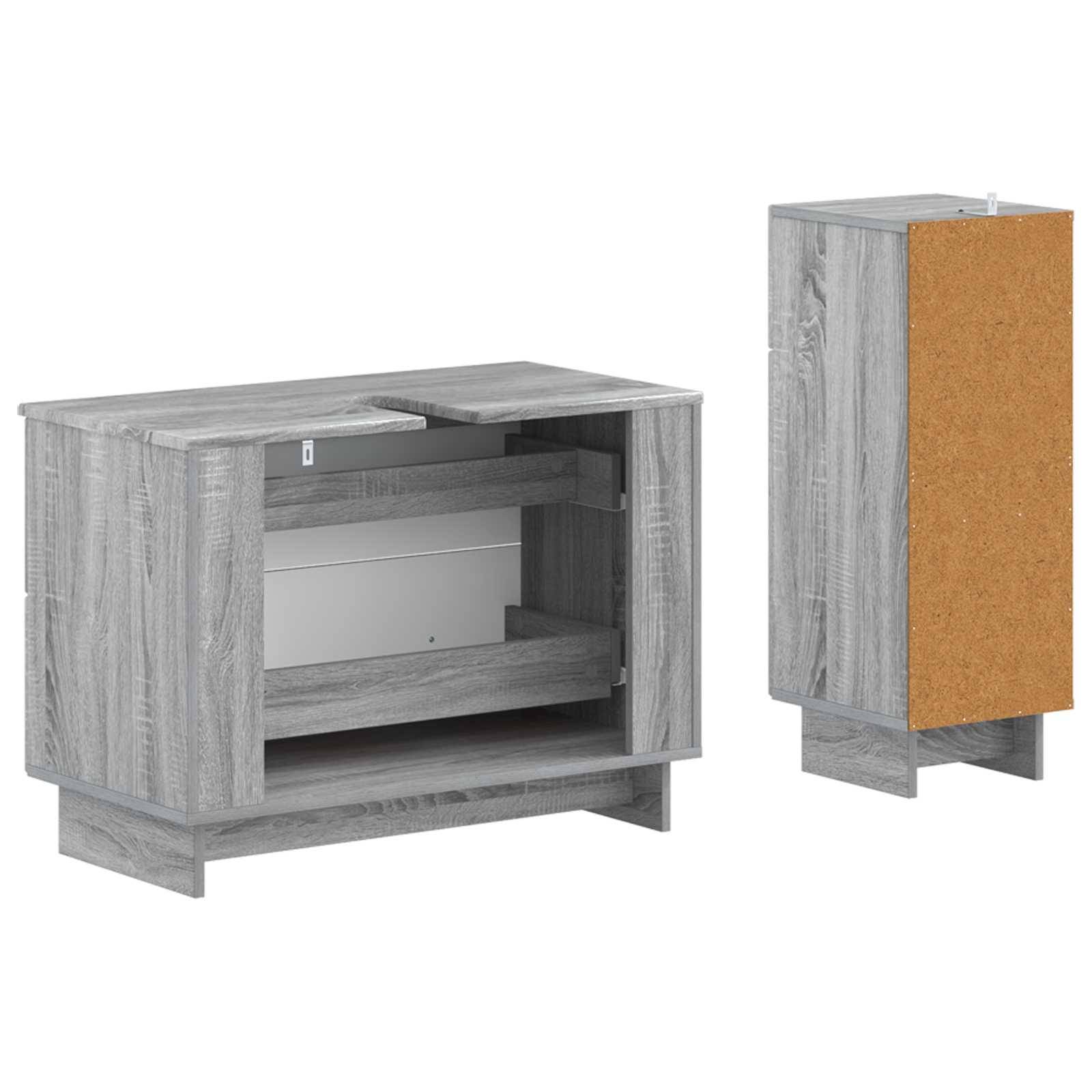 vidaXL 2-teiliges Badezimmer Schrank Set EDE Sonoma-Grau Holzwerkstoff