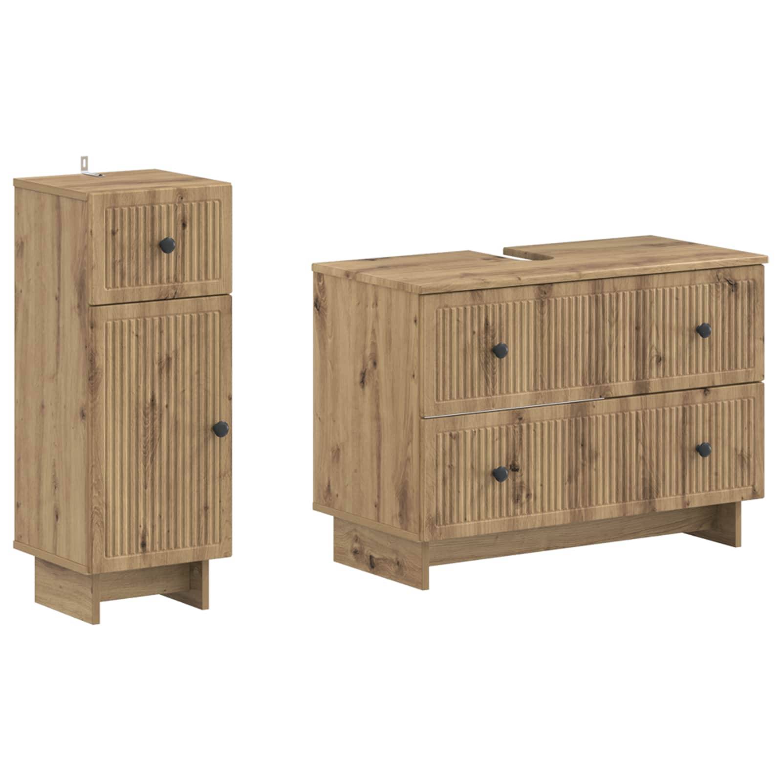 vidaXL 2-teiliges Badezimmer Schrank Set EDE Artisan-Eiche
