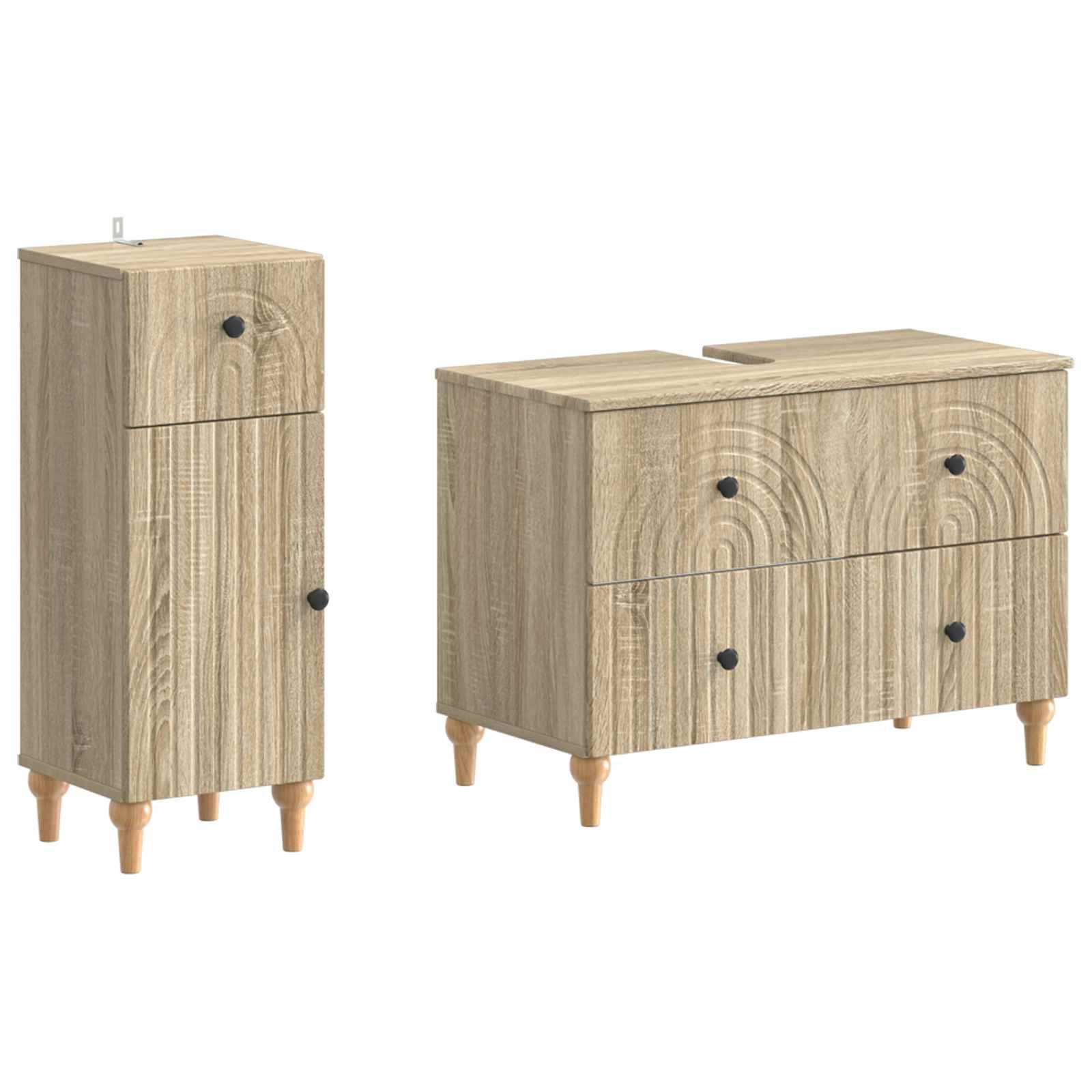 vidaXL 2-teiliges Badezimmer Schrank Set ALKMAAR Sonoma-Eiche