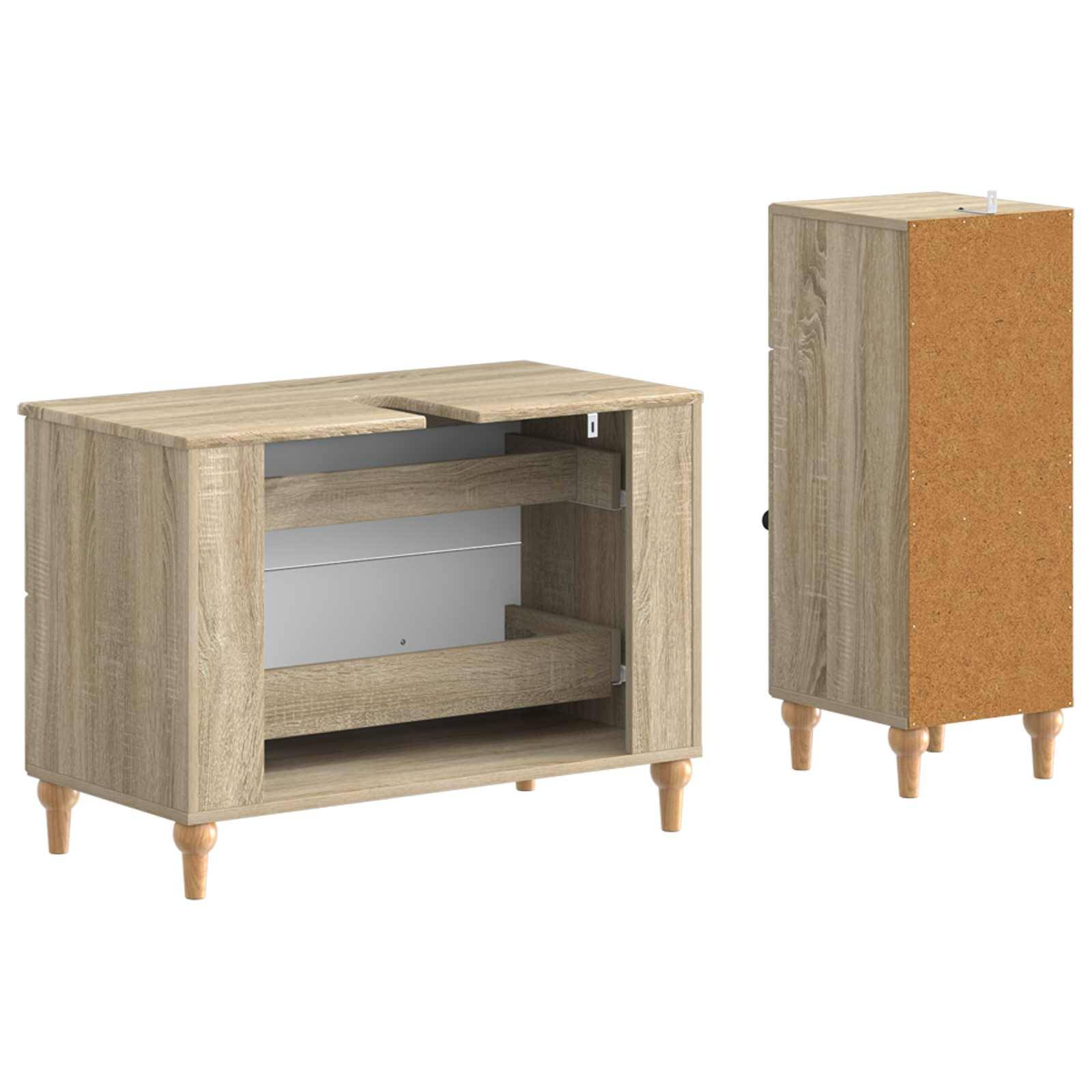 vidaXL 2-teiliges Badezimmer Schrank Set ALKMAAR Sonoma-Eiche