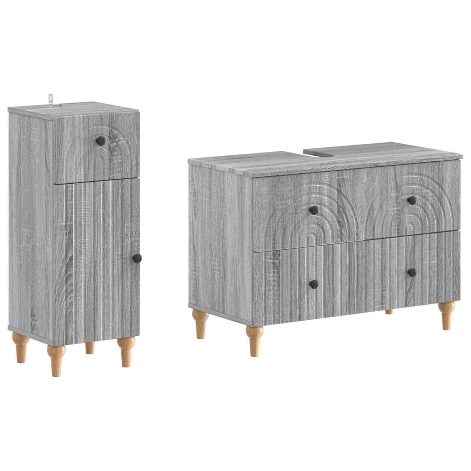 vidaXL 2-teiliges Badezimmer Schrank Set ALKMAAR Sonoma-Grau