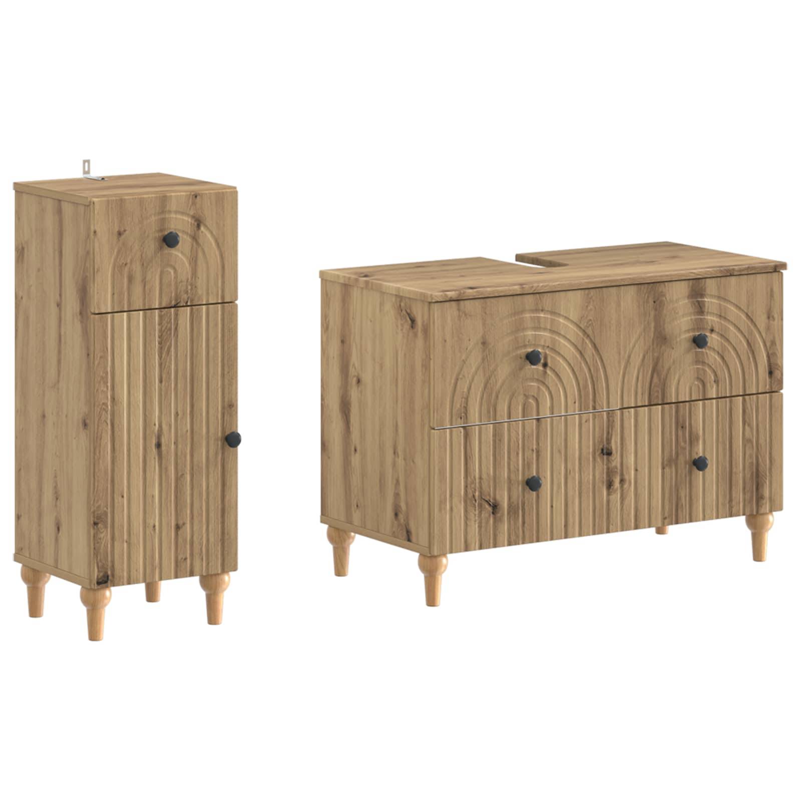 vidaXL 2-teiliges Badezimmer Schrank Set ALKMAAR Artisan-Eiche