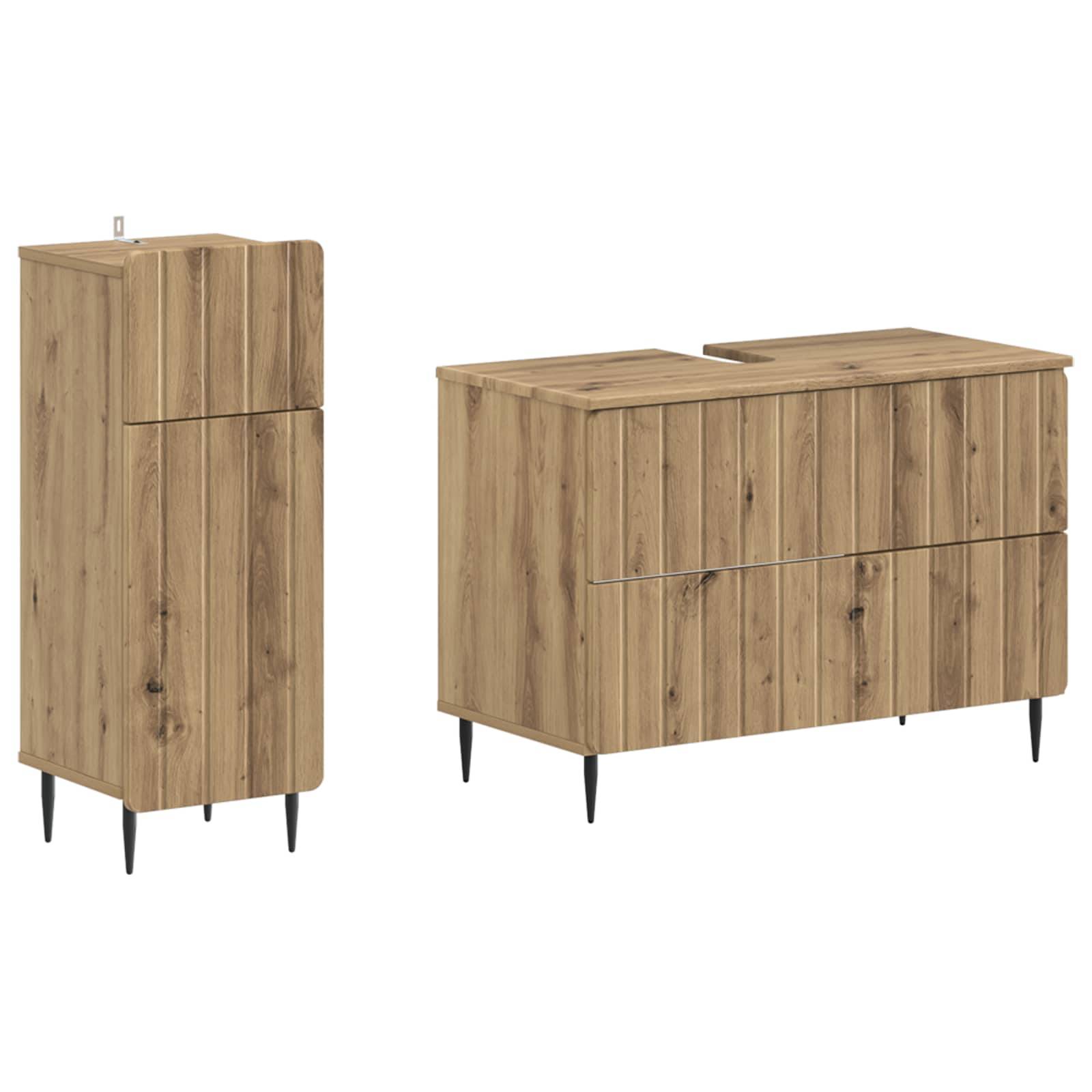 vidaXL 2-teiliges Badezimmer Schrank Set ZWOLLE Artisan-Eiche