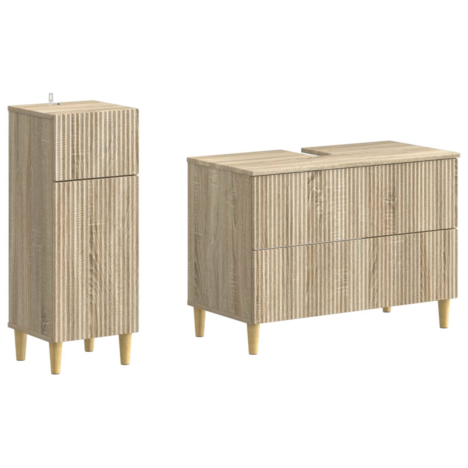 vidaXL 2-teiliges Badezimmer Schrank Set ARNHEM Sonoma-Eiche