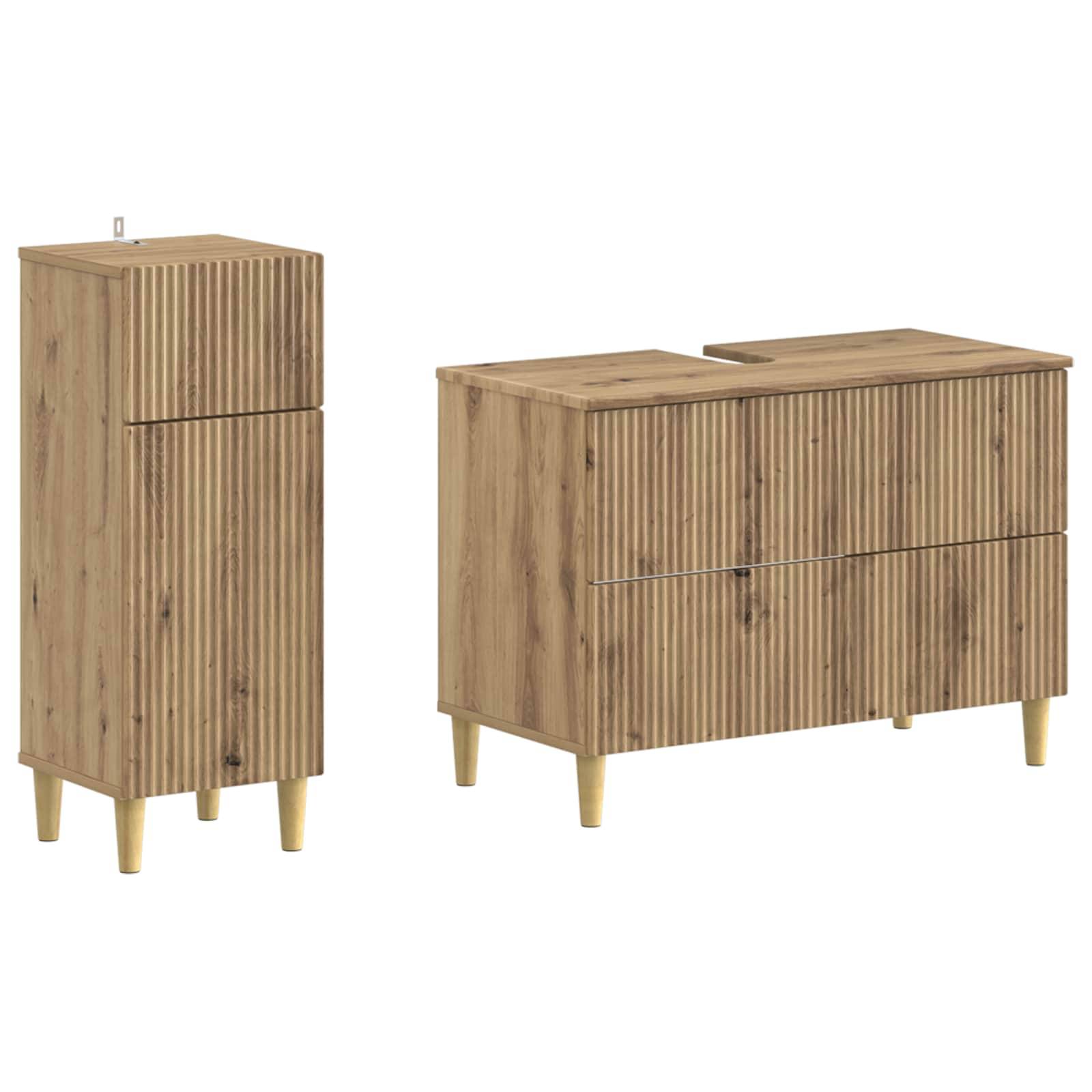 vidaXL 2-teiliges Badezimmer Schrank Set ARNHEM Artisan-Eiche