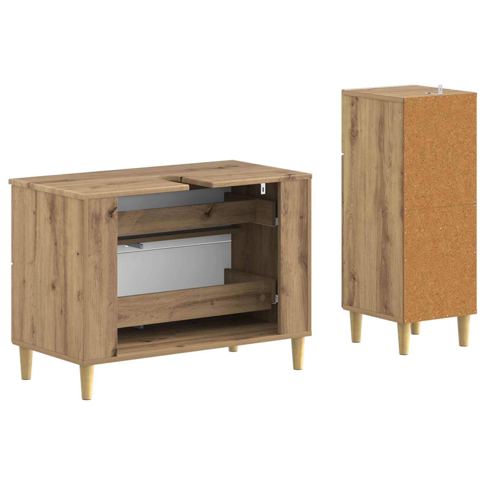 vidaXL 2-teiliges Badezimmer Schrank Set ARNHEM Artisan-Eiche