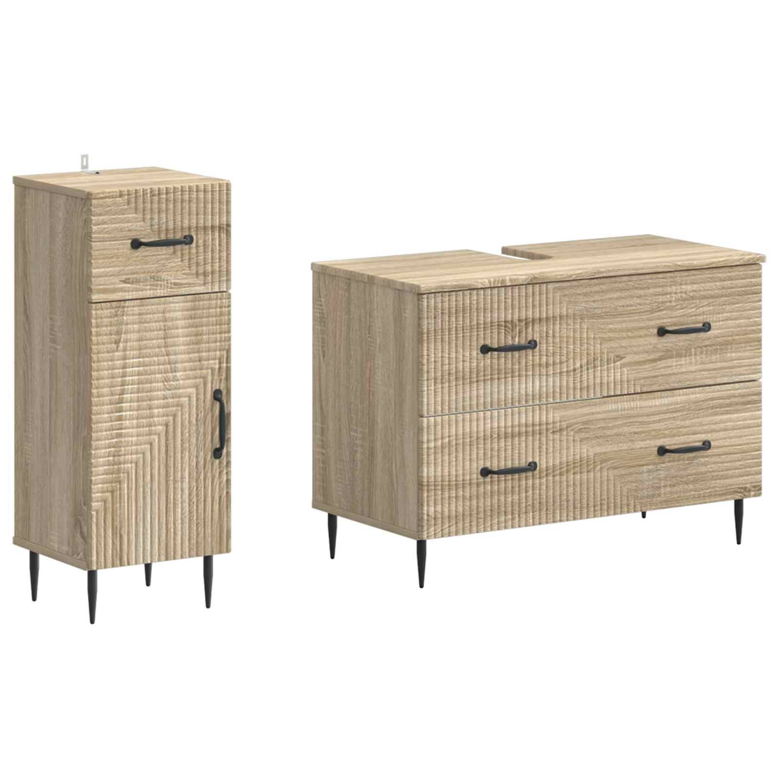 vidaXL 2-teiliges Badezimmer Schrank Set HAARLEM Sonoma-Eiche