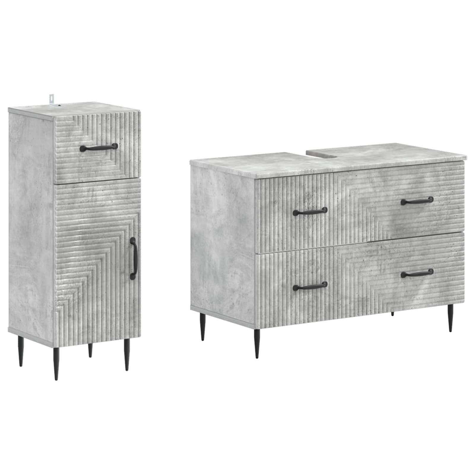 vidaXL 2-teiliges Badezimmer Schrank Set HAARLEM Betongrau