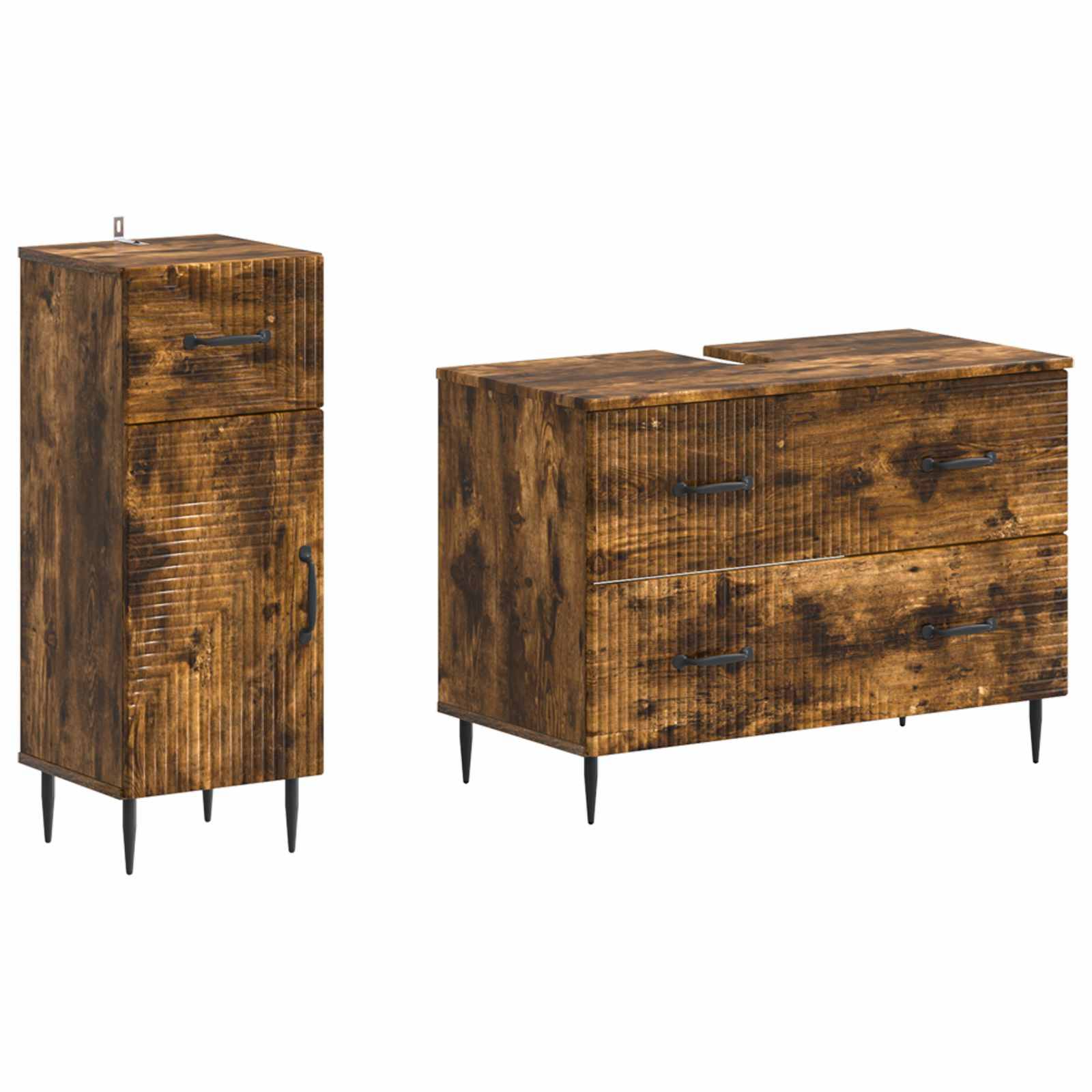 vidaXL 2-teiliges Badezimmer Schrank Set HAARLEM Raucheiche