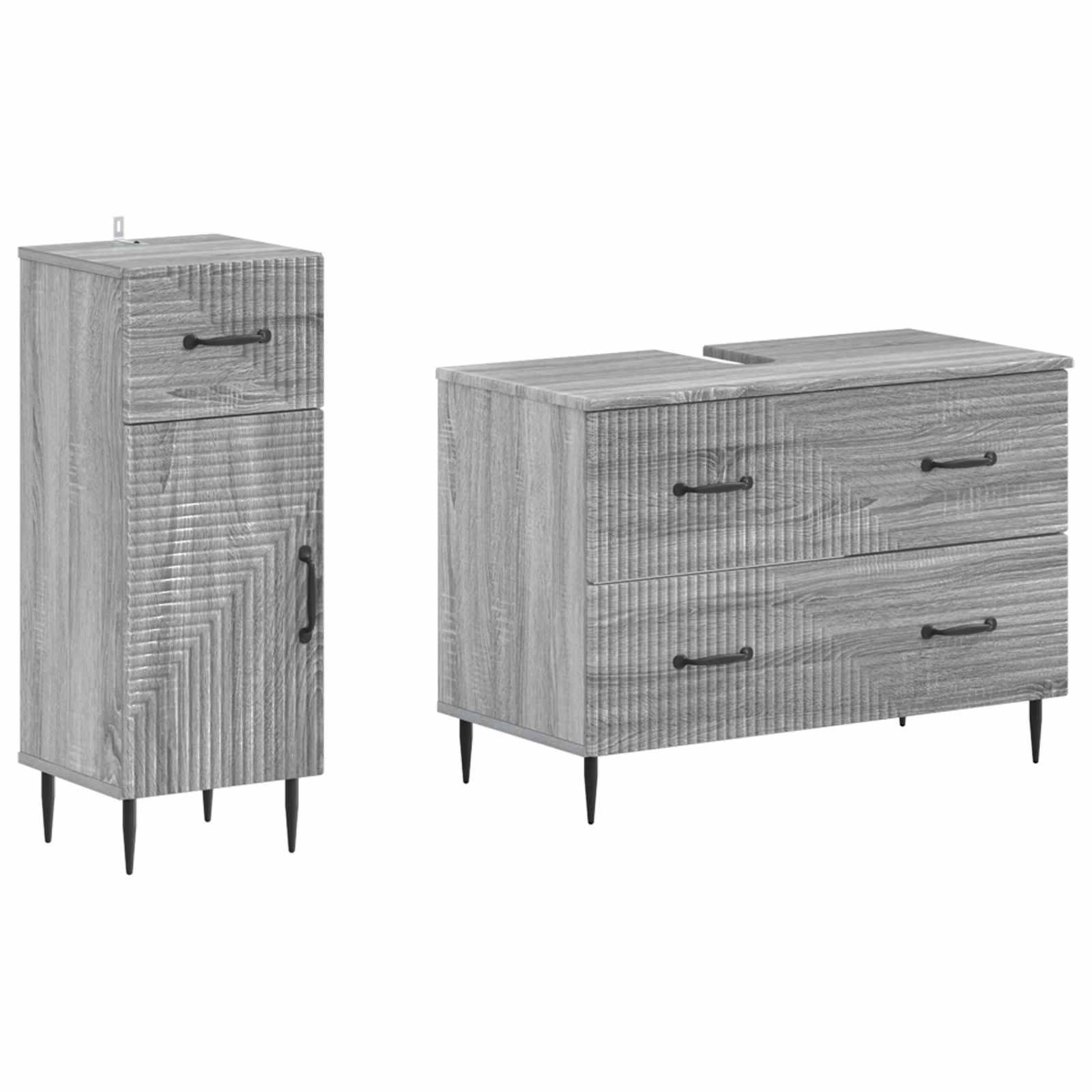 vidaXL 2-teiliges Badezimmer Schrank Set HAARLEM Sonoma-Grau
