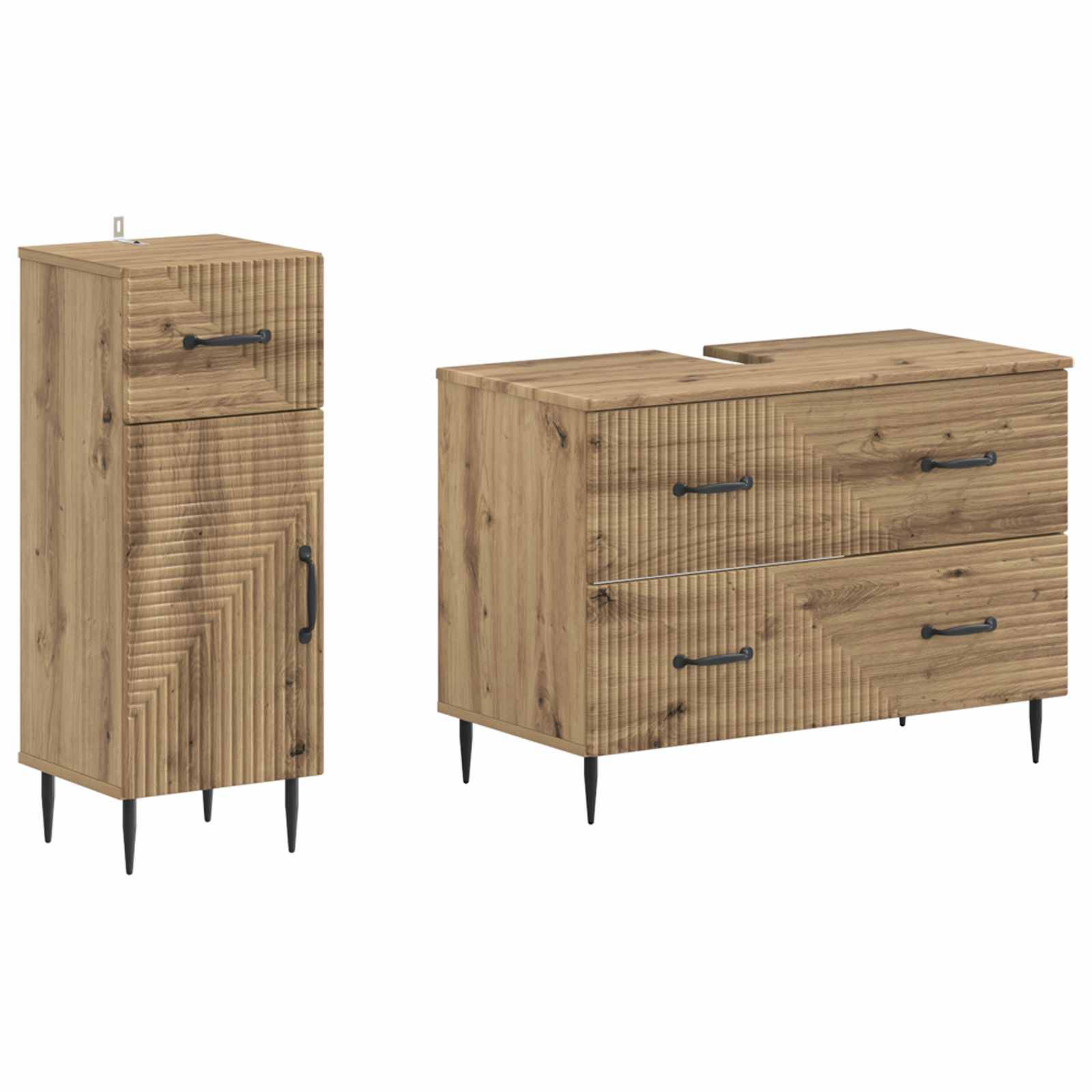 vidaXL 2-teiliges Badezimmer Schrank Set HAARLEM Artisan-Eiche