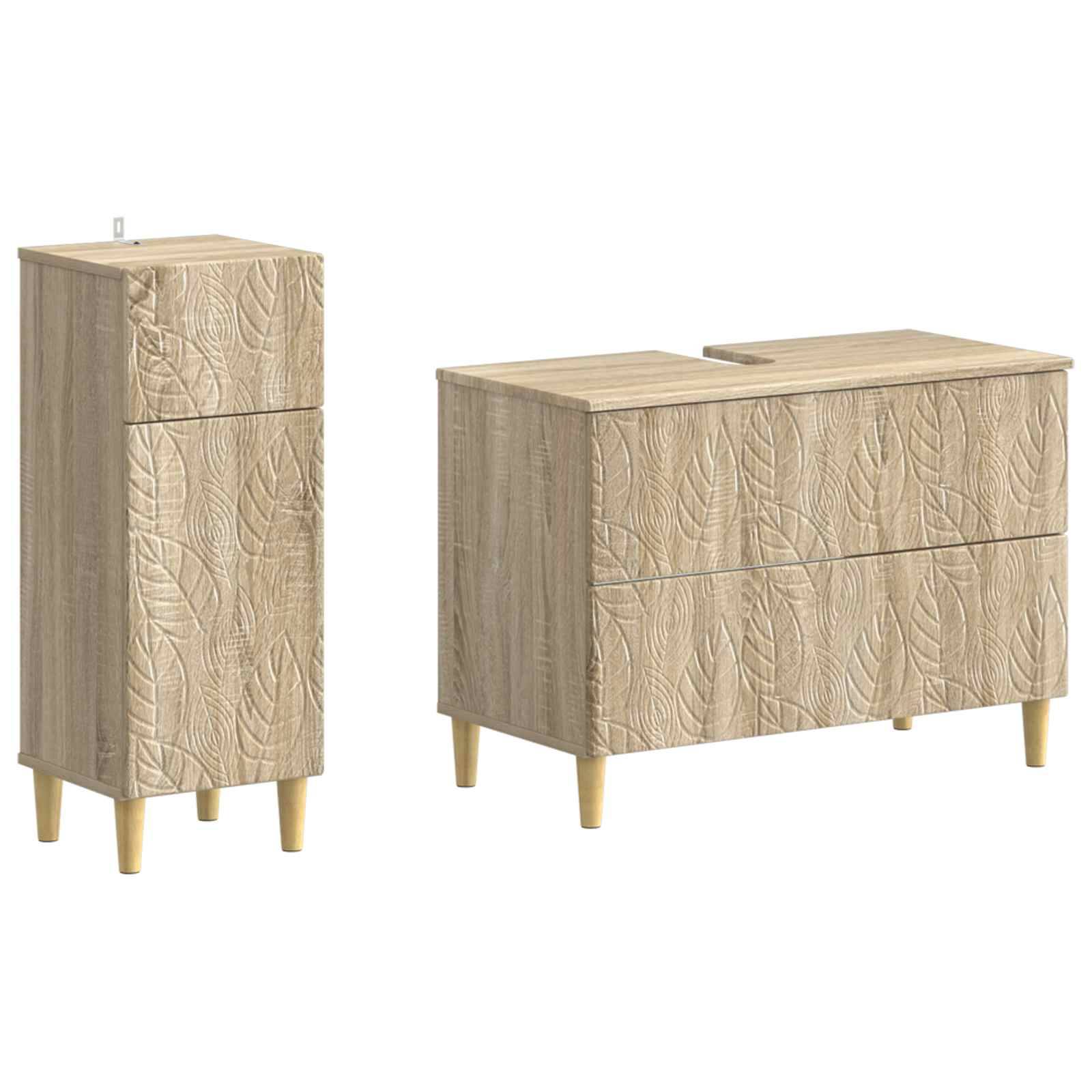 vidaXL 2-teiliges Badezimmer Schrank Set DELFT Sonoma-Eiche