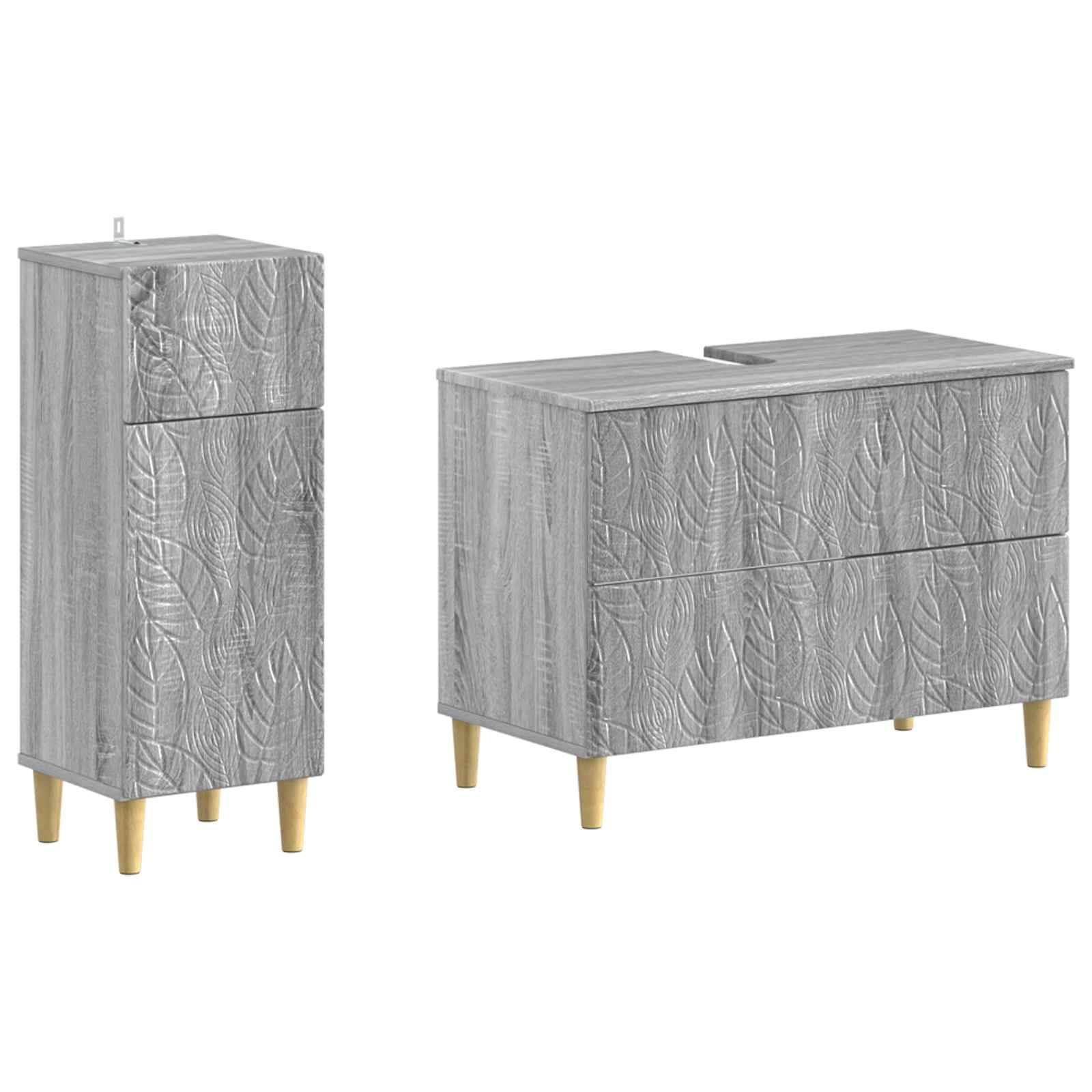vidaXL 2-teiliges Badezimmer Schrank Set DELFT Sonoma-Grau
