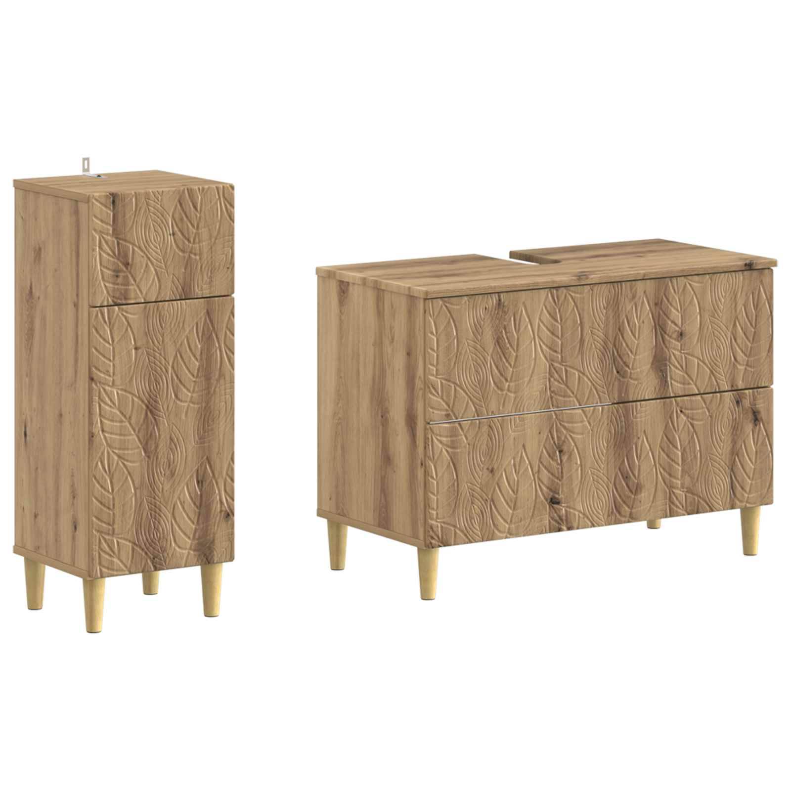vidaXL 2-teiliges Badezimmer Schrank Set DELFT Artisan-Eiche