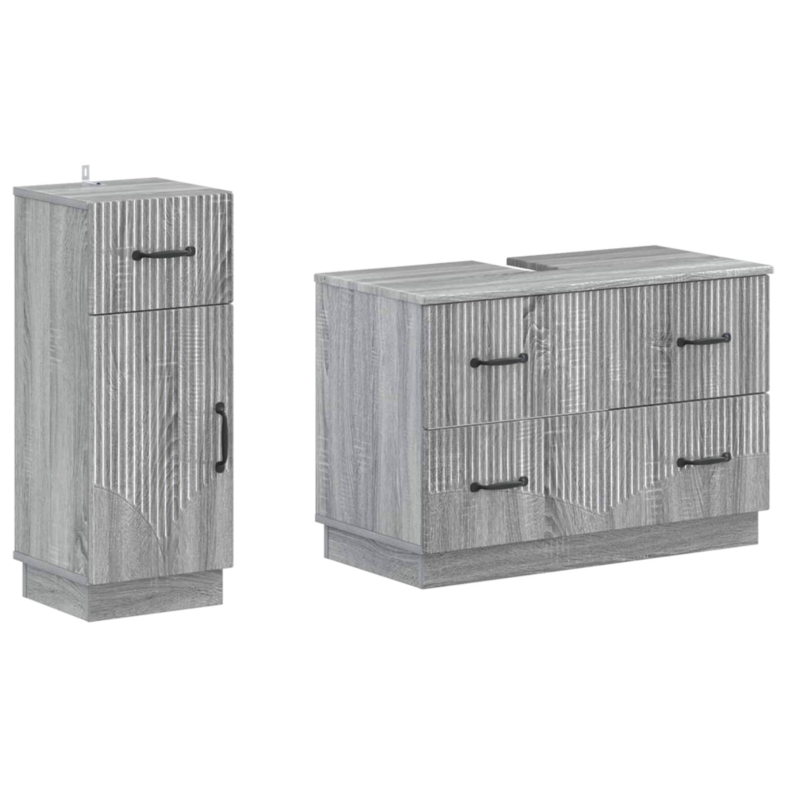 vidaXL 2-teiliges Badezimmer Schrank Set HOORN Sonoma-Grau