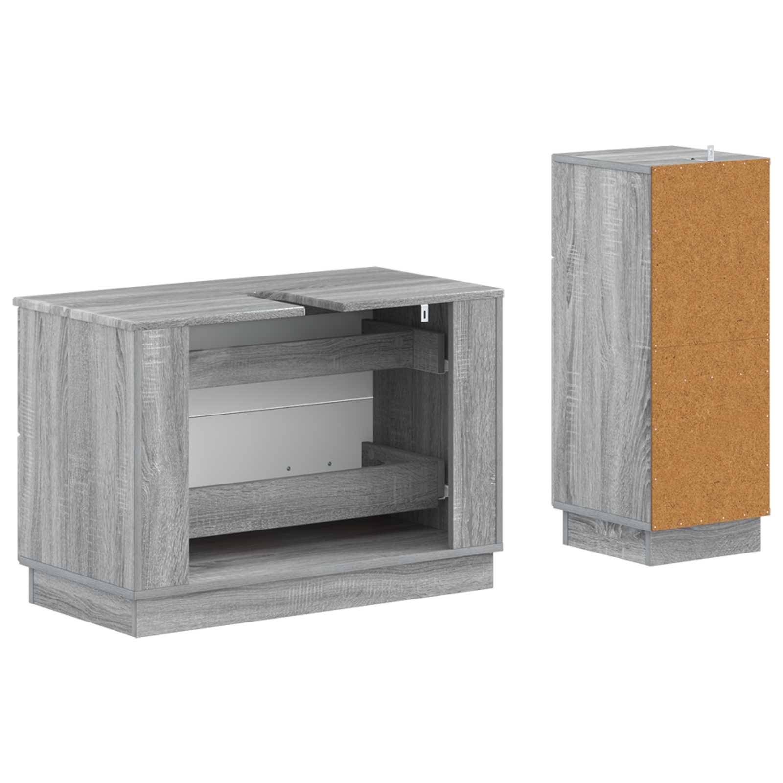 vidaXL 2-teiliges Badezimmer Schrank Set HOORN Sonoma-Grau